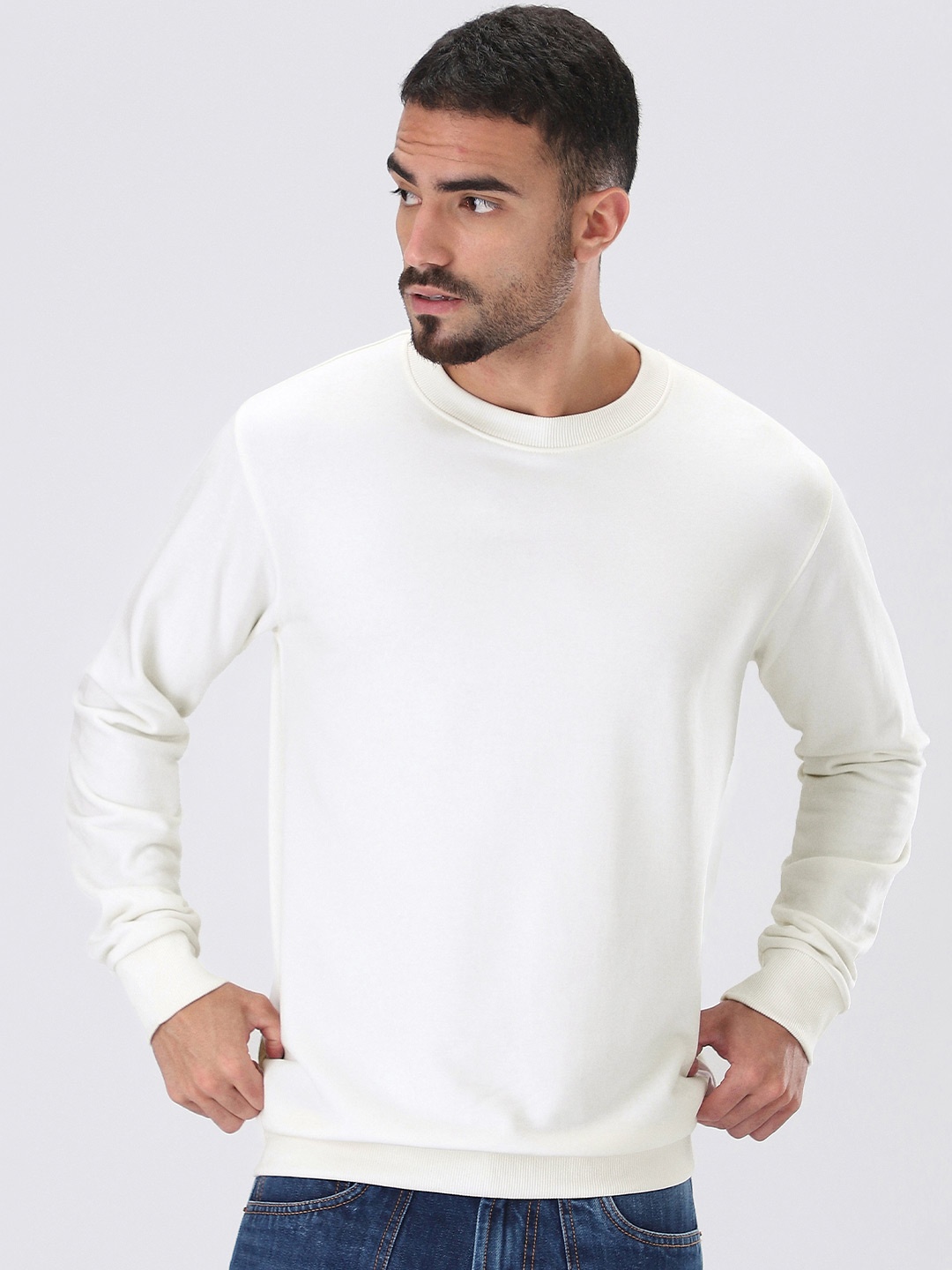 

Banana Club Men Cotton Pullover Sweatshirt, White