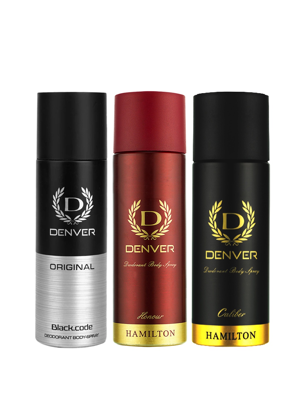 

Denver Men Set of 3 Body Deodorant Spray 50 ml each - Honour + Caliber + Black Code, Maroon