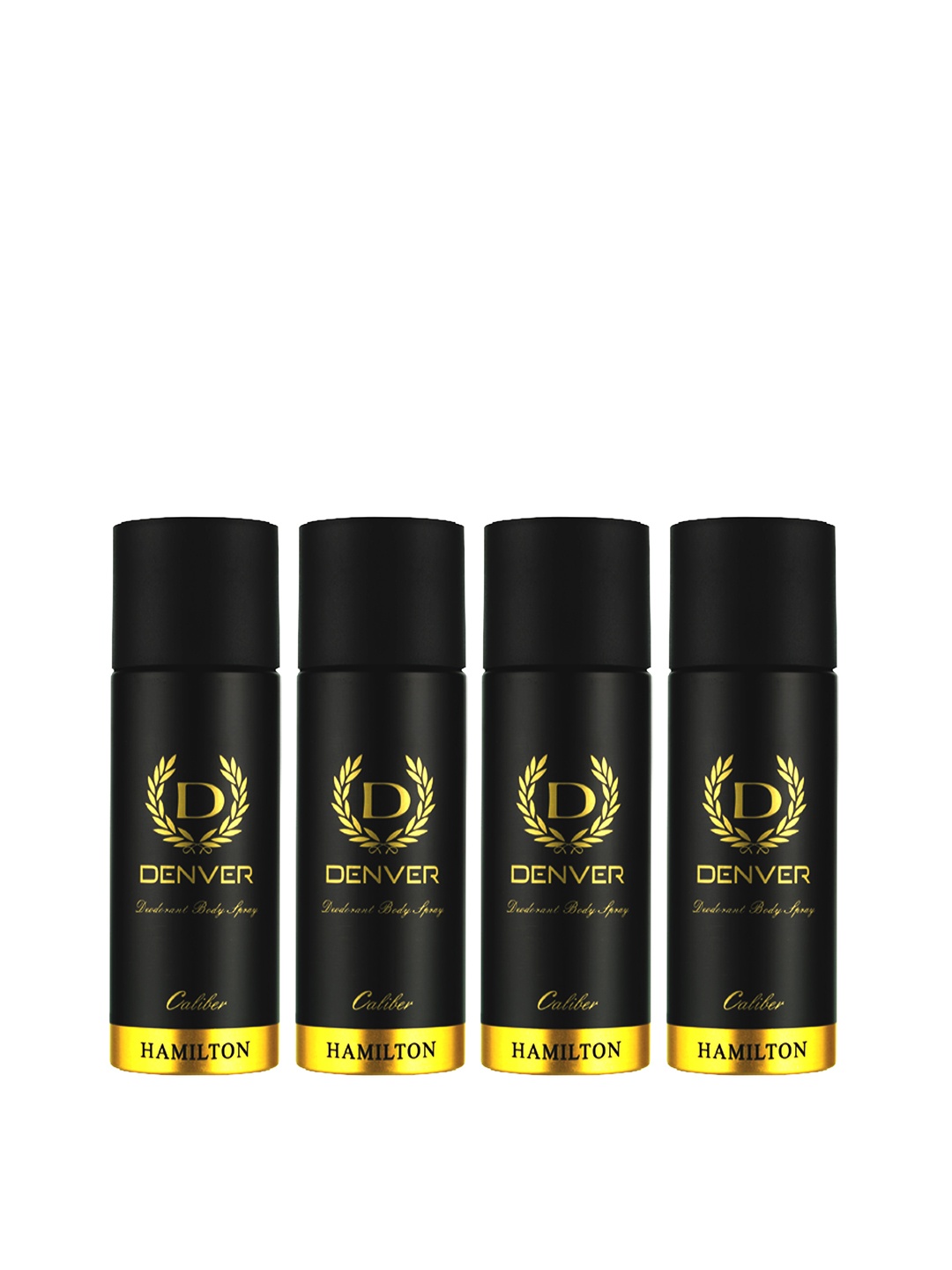 

Denver Men Set of 4 Caliber Nano Body Deodorant Spray - 50 ml each, Black