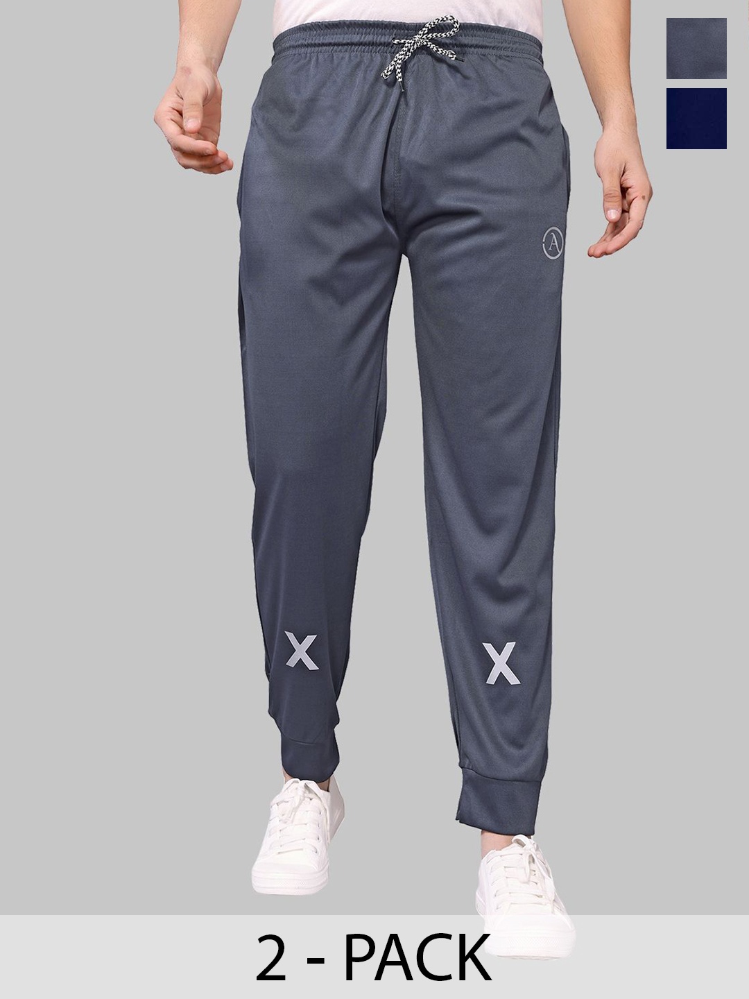 

Moda Rapido Men Pack Of 2 Mid-Rise Joggers, Blue