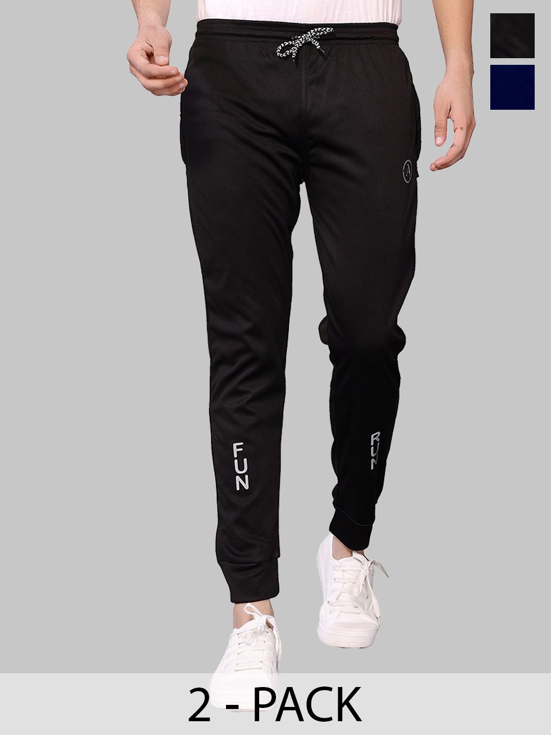 

Moda Rapido Men Pack Of 2 Mid Rise Joggers, Black