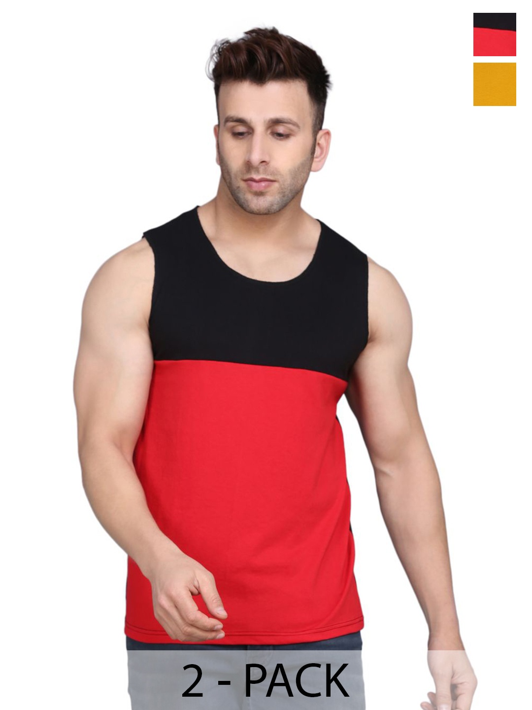 

Woostro Pack Of 2 Cotton Gym Vest, Black