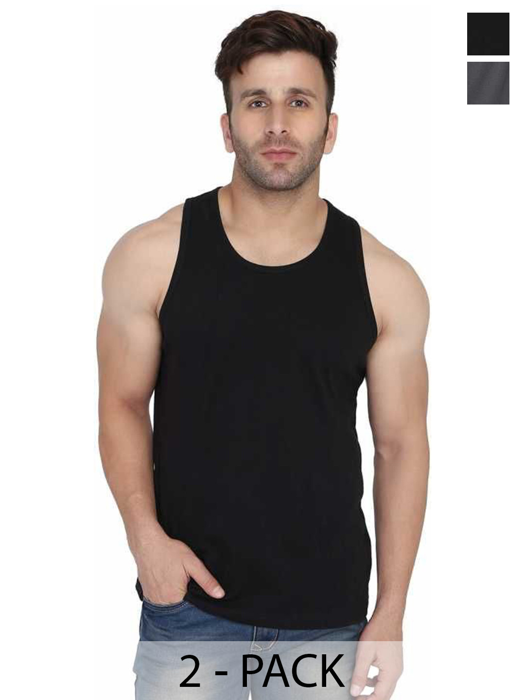 

Woostro Pack Of 2 Gym Innerwear Vests, Black