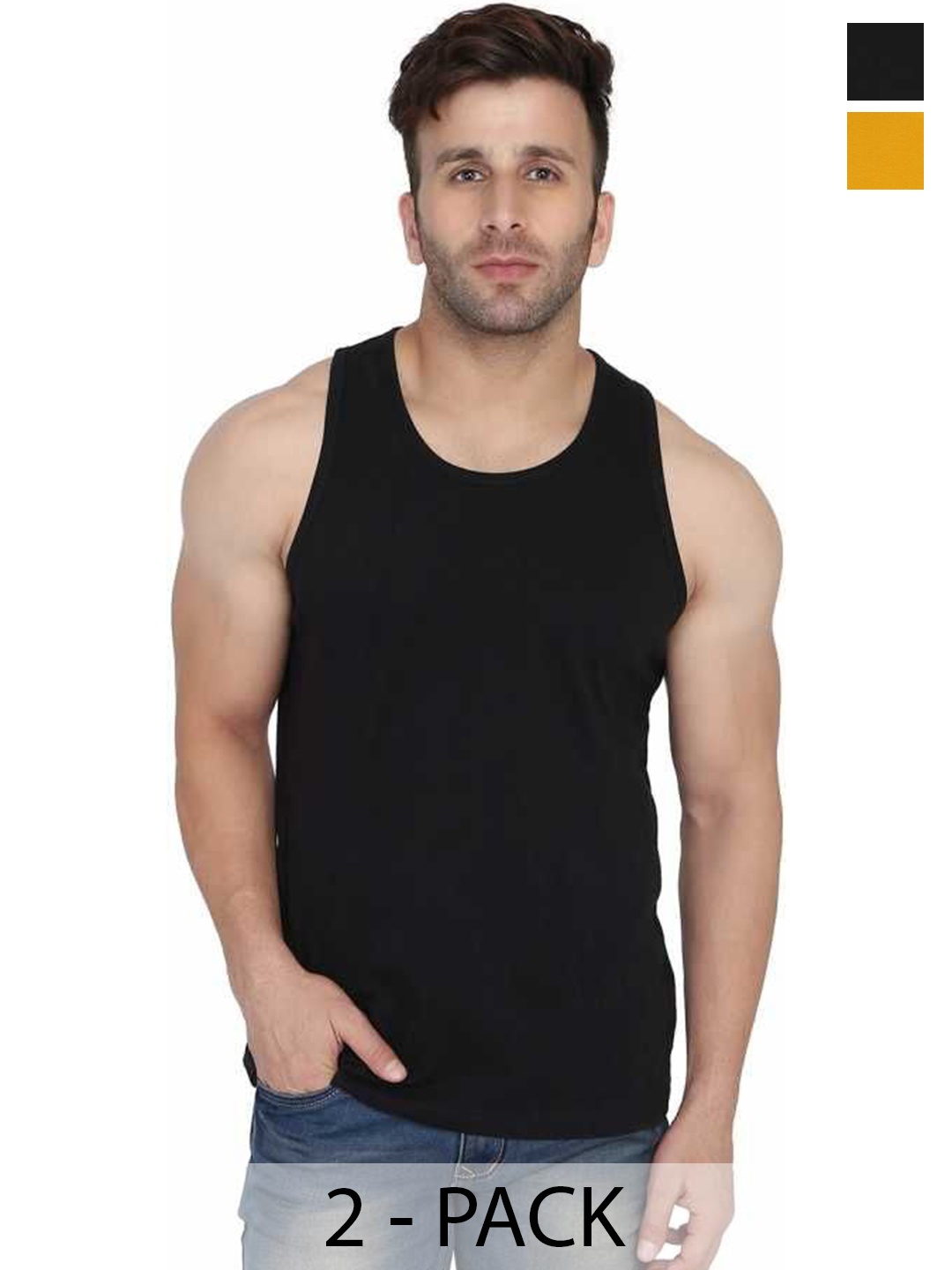 

WOOSTRO 2-Pcs Ultra-Soft Innerwear Vests RS26 COMBO (BLACK) (MUSTARD)