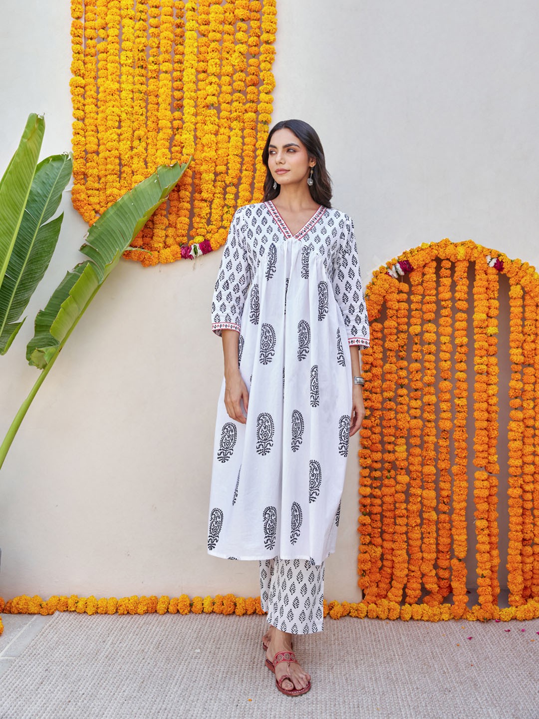 

The Ethnic Label Women Block Printed Kurta, White