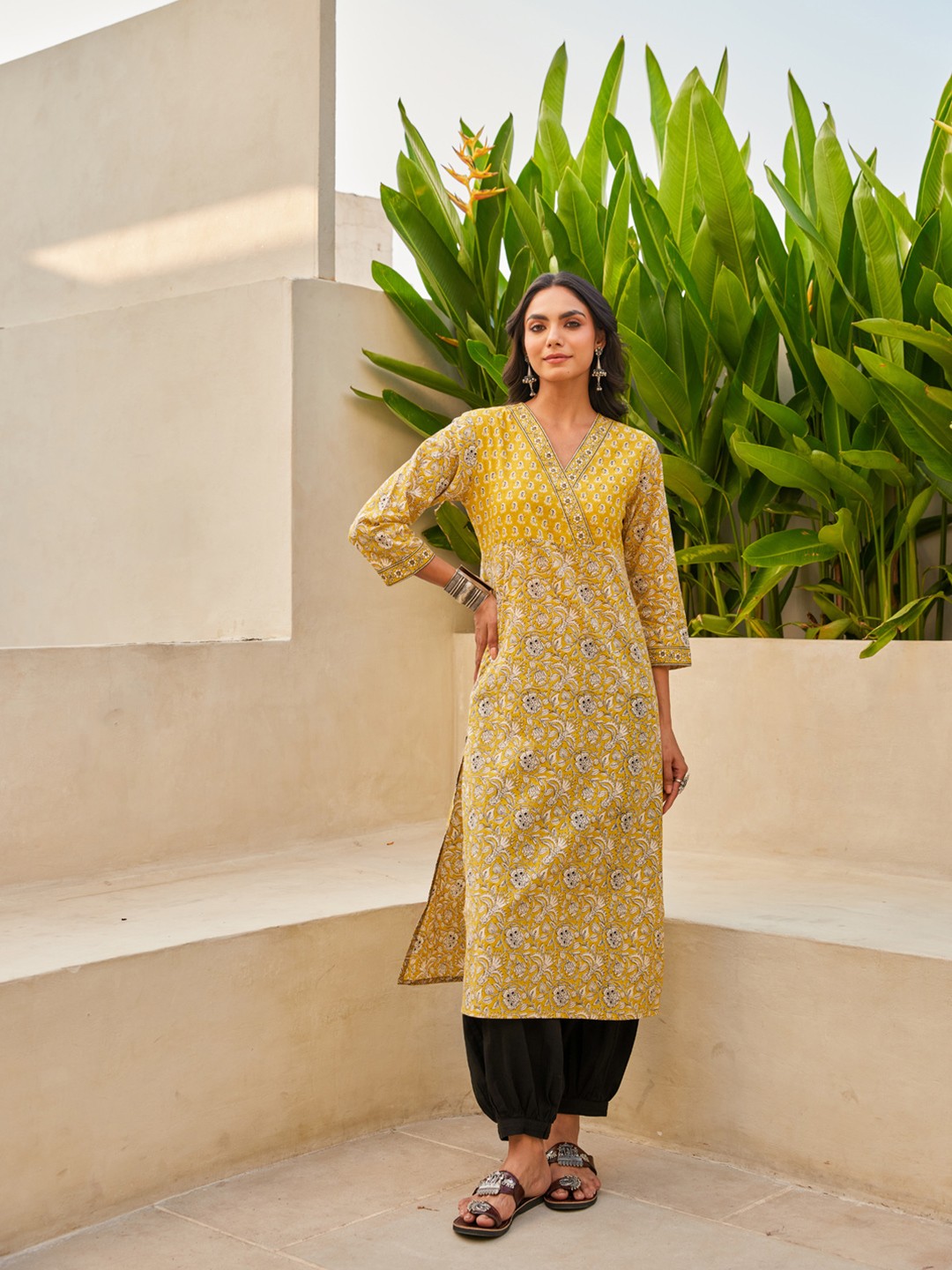 

The Ethnic Label Women Block Printed Kurta, Beige