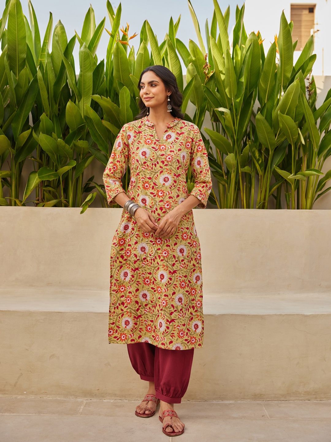 

The Ethnic Label Women Block Printed Kurta, Green