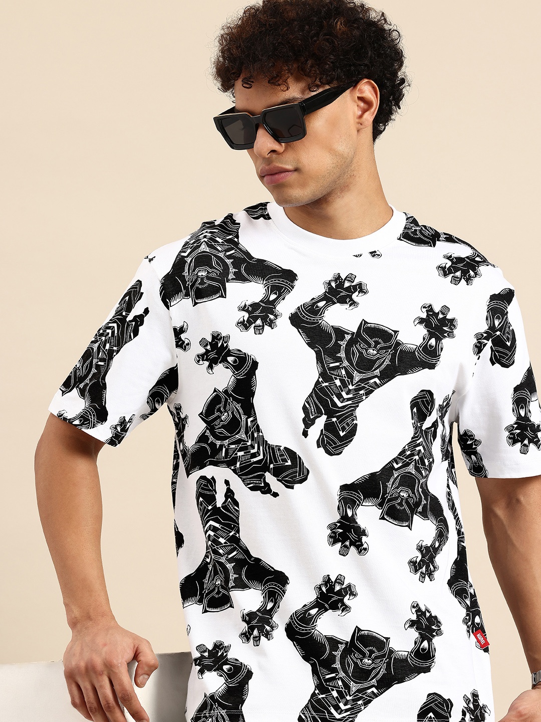 

Being Human Black Panther Printed Drop-Shoulder Sleeves Easy Fit Pure Cotton T-shirt, White