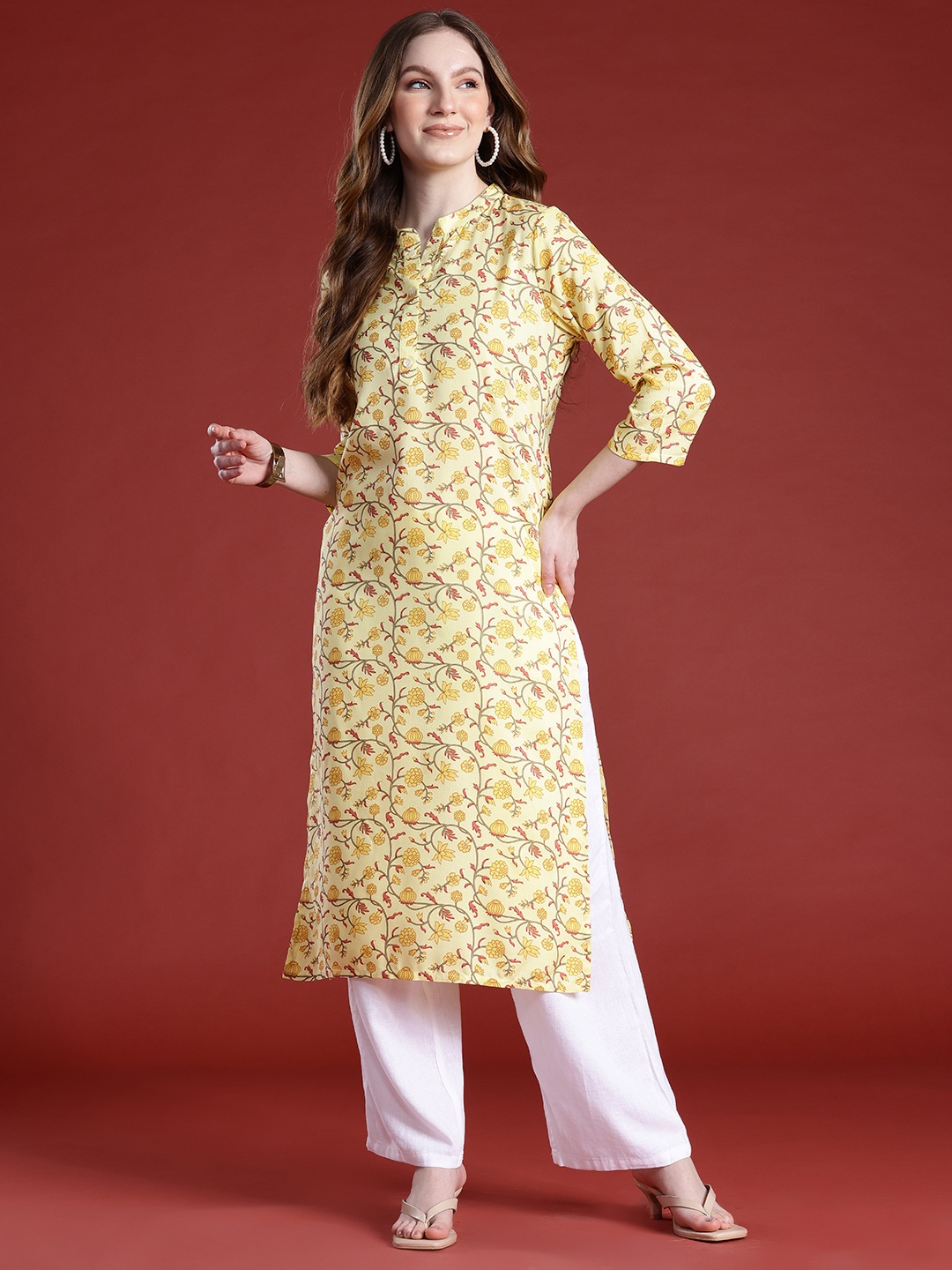 

Anouk Floral Printed Floral Kurta, Yellow