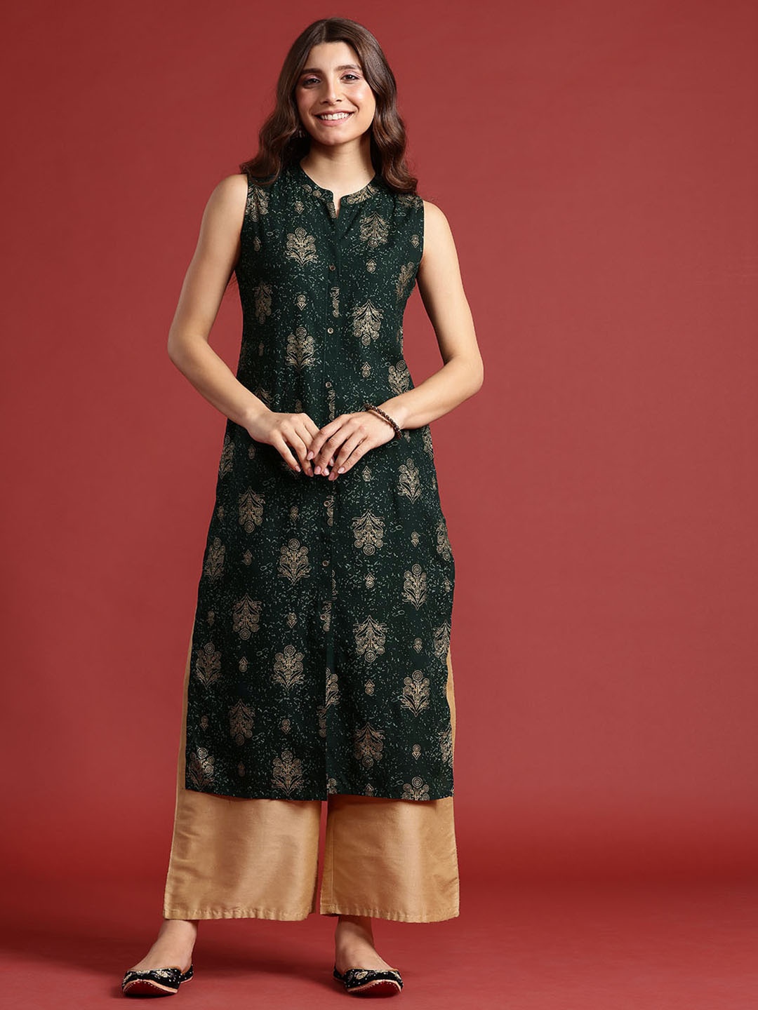 

Anouk Ethnic Motifs Printed Kurta, Green