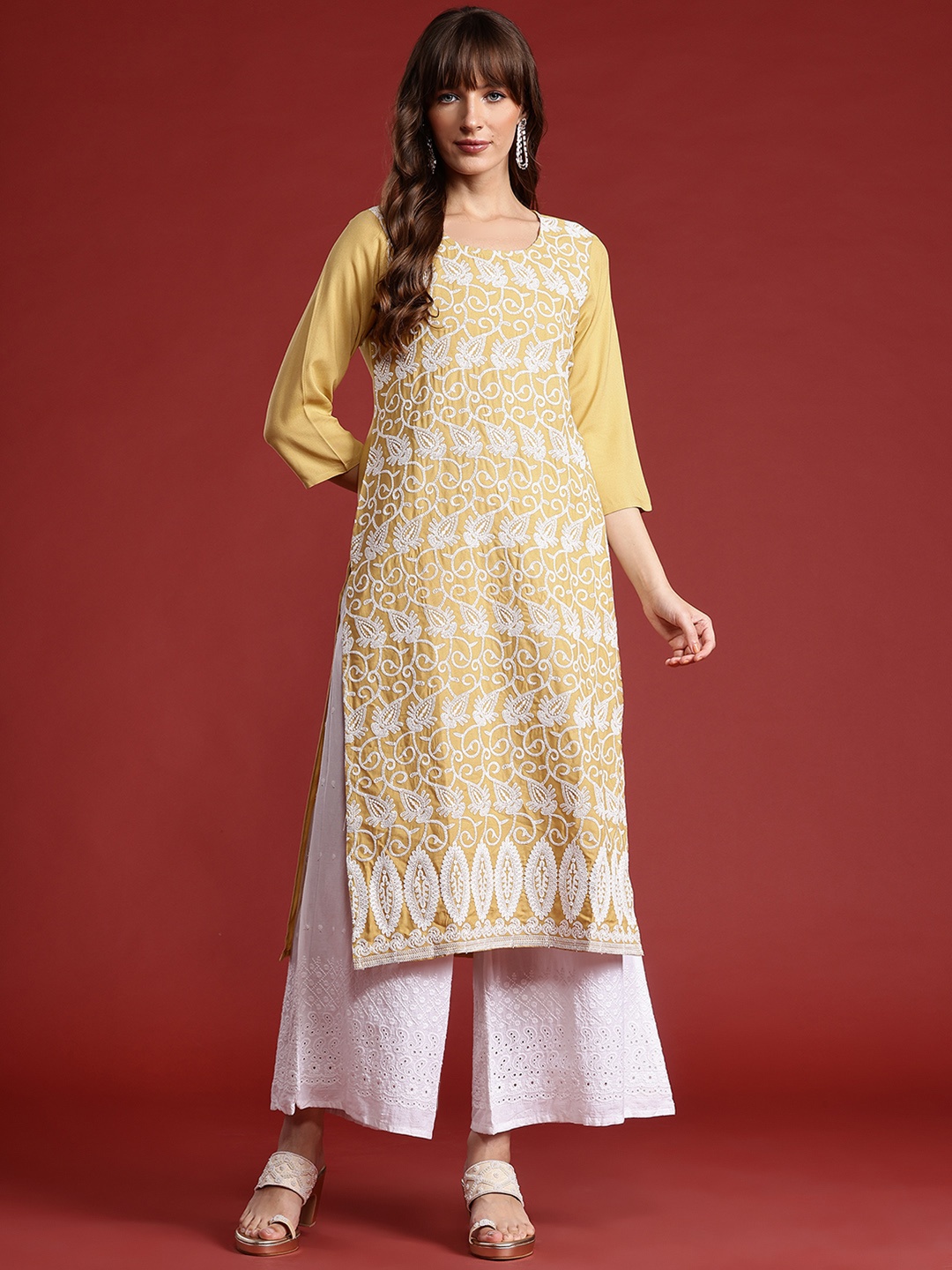 

Anouk Ethnic Motifs Embroidered Kurta, Yellow