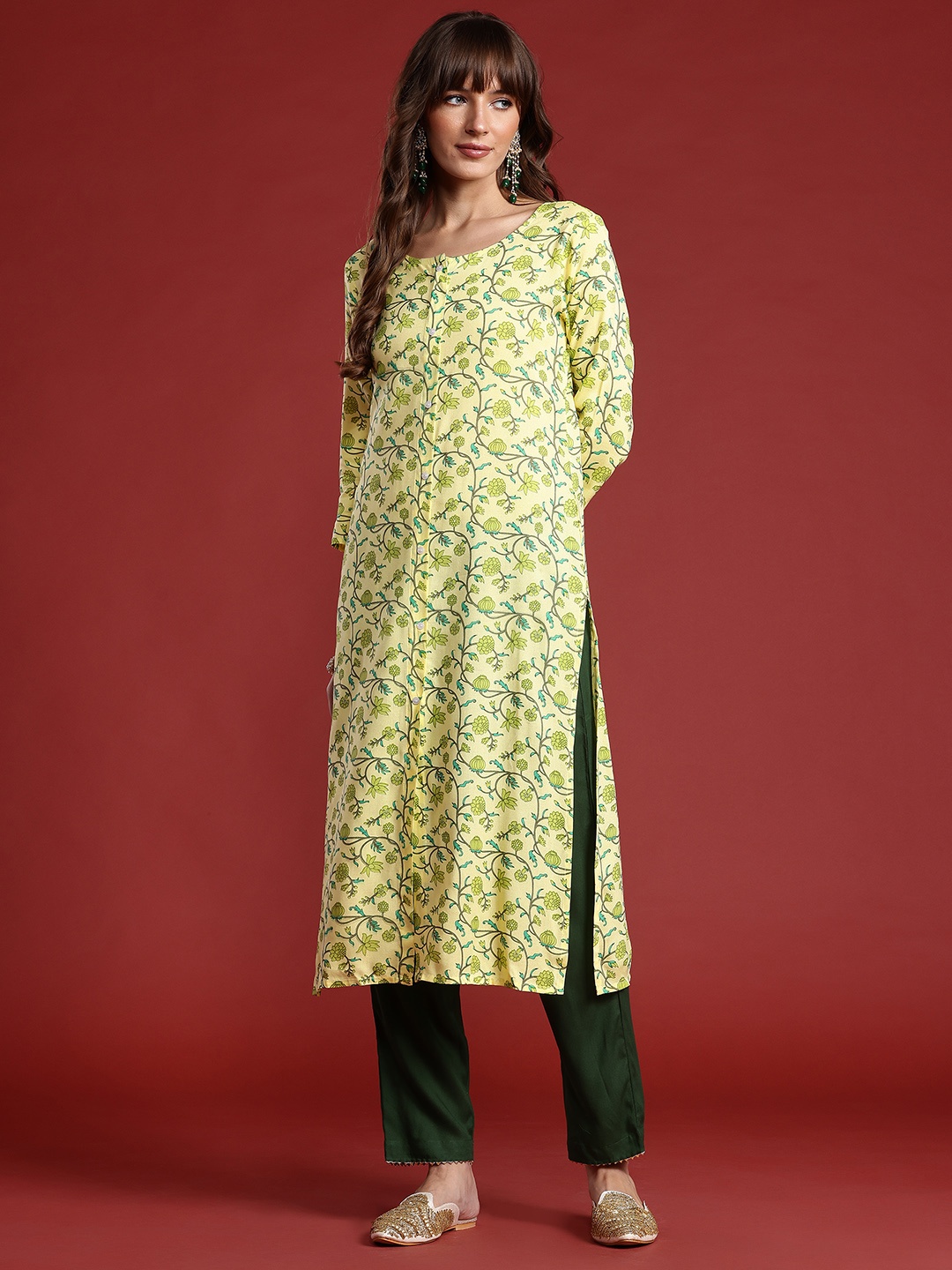 

Anouk Floral Printed Kurta, Green