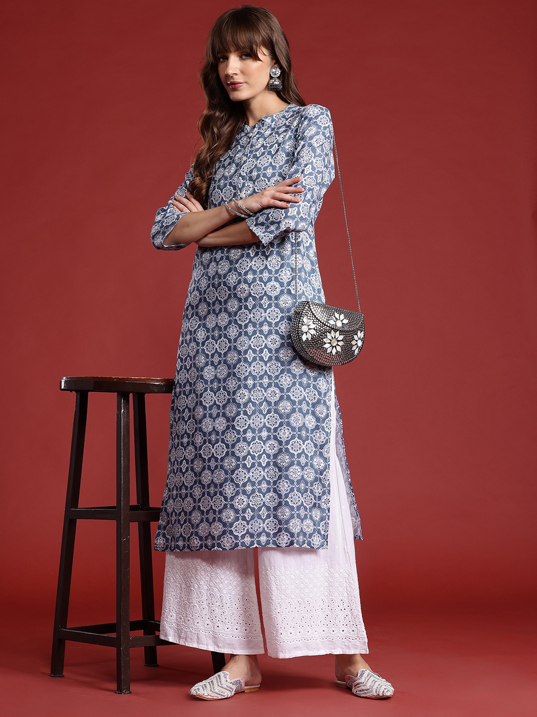 

Anouk Ethnic Motifs Printed Kurta, Blue