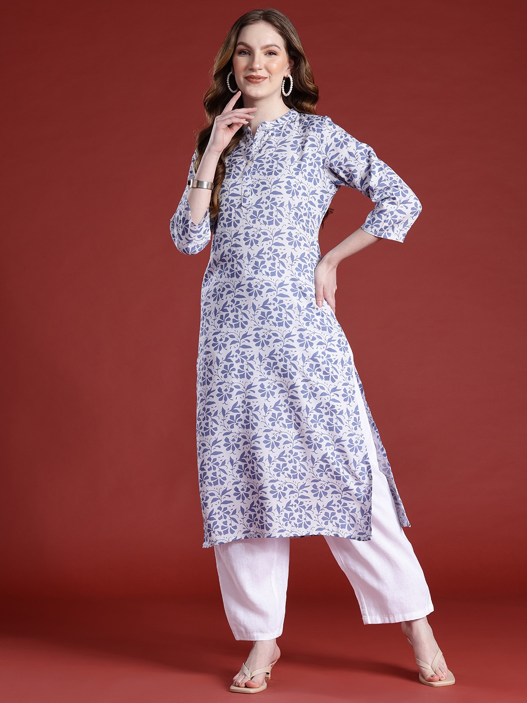 

Anouk Floral Printed Floral Kurta, Blue
