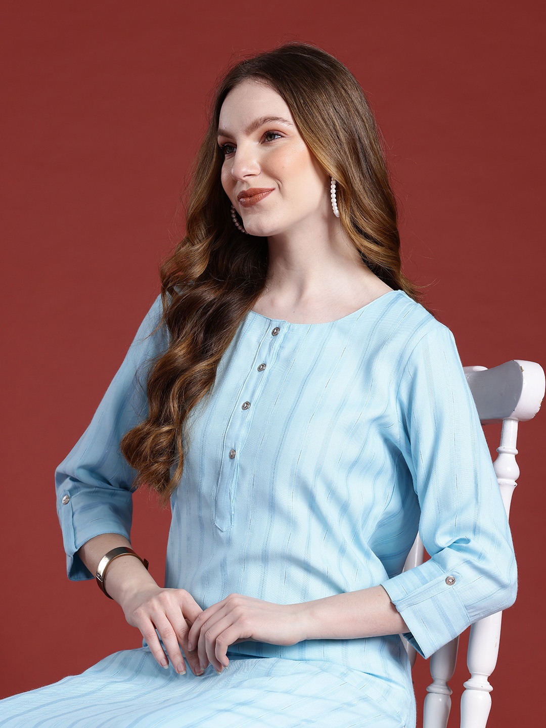 

Anouk Striped Kurta, Blue
