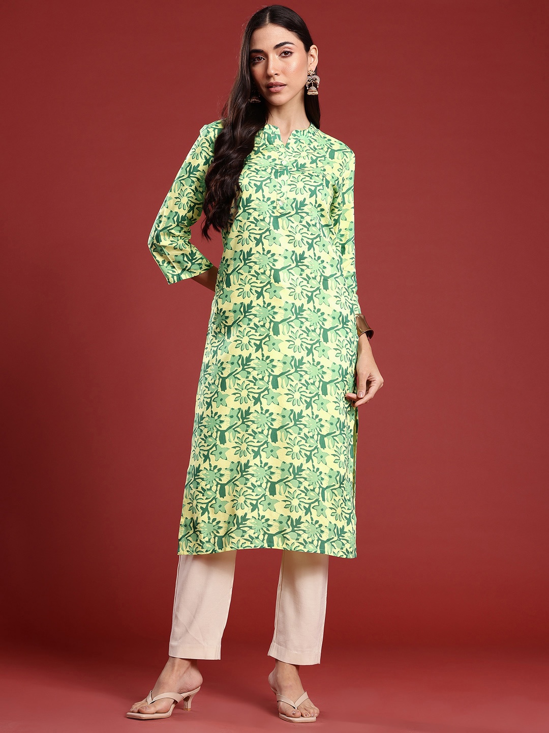

Anouk Floral Printed Floral Kurta, Yellow
