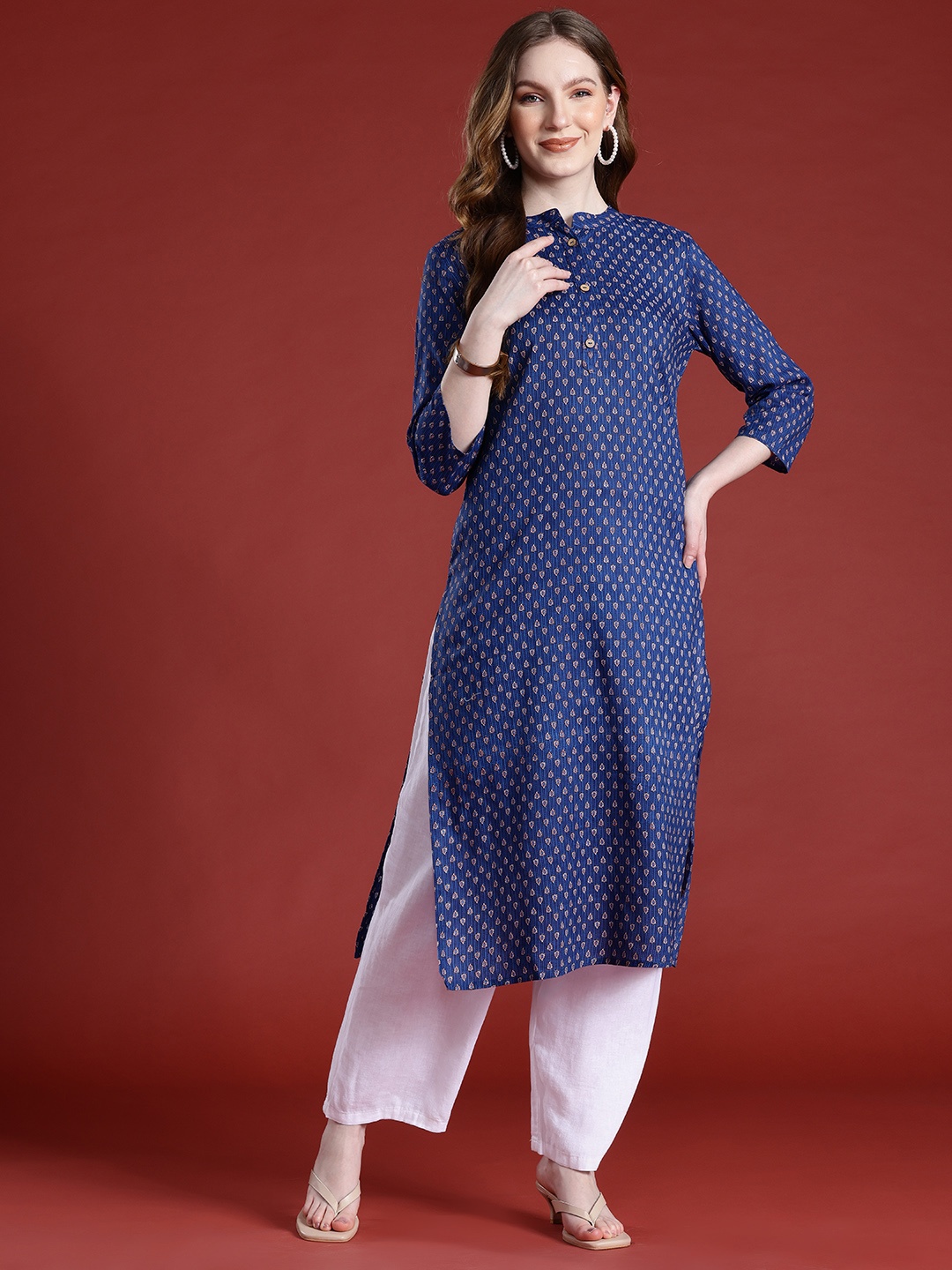 

Anouk Geometric Printed Kurta, Blue