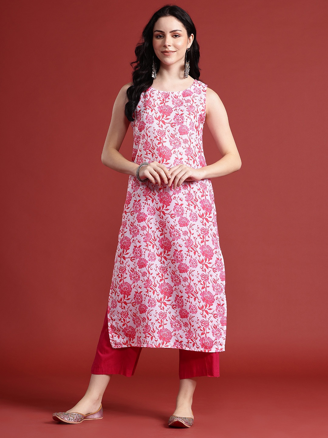 

Anouk Floral Print Kurta, Red