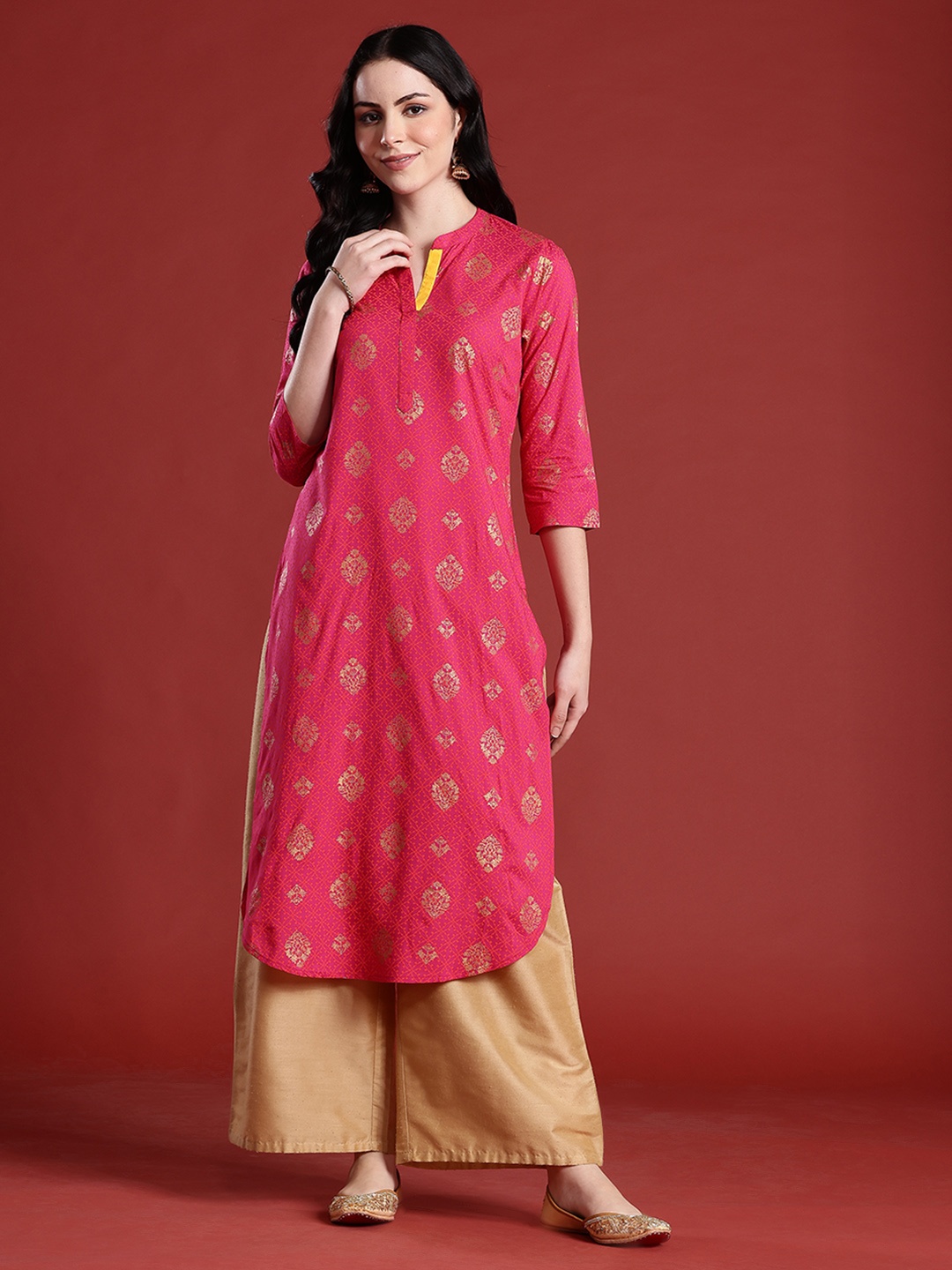 

Anouk Ethnic Motifs Print Kurta, Pink