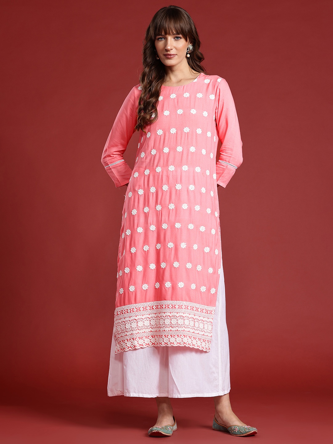 

Anouk Floral Embroidered Kurta, Pink