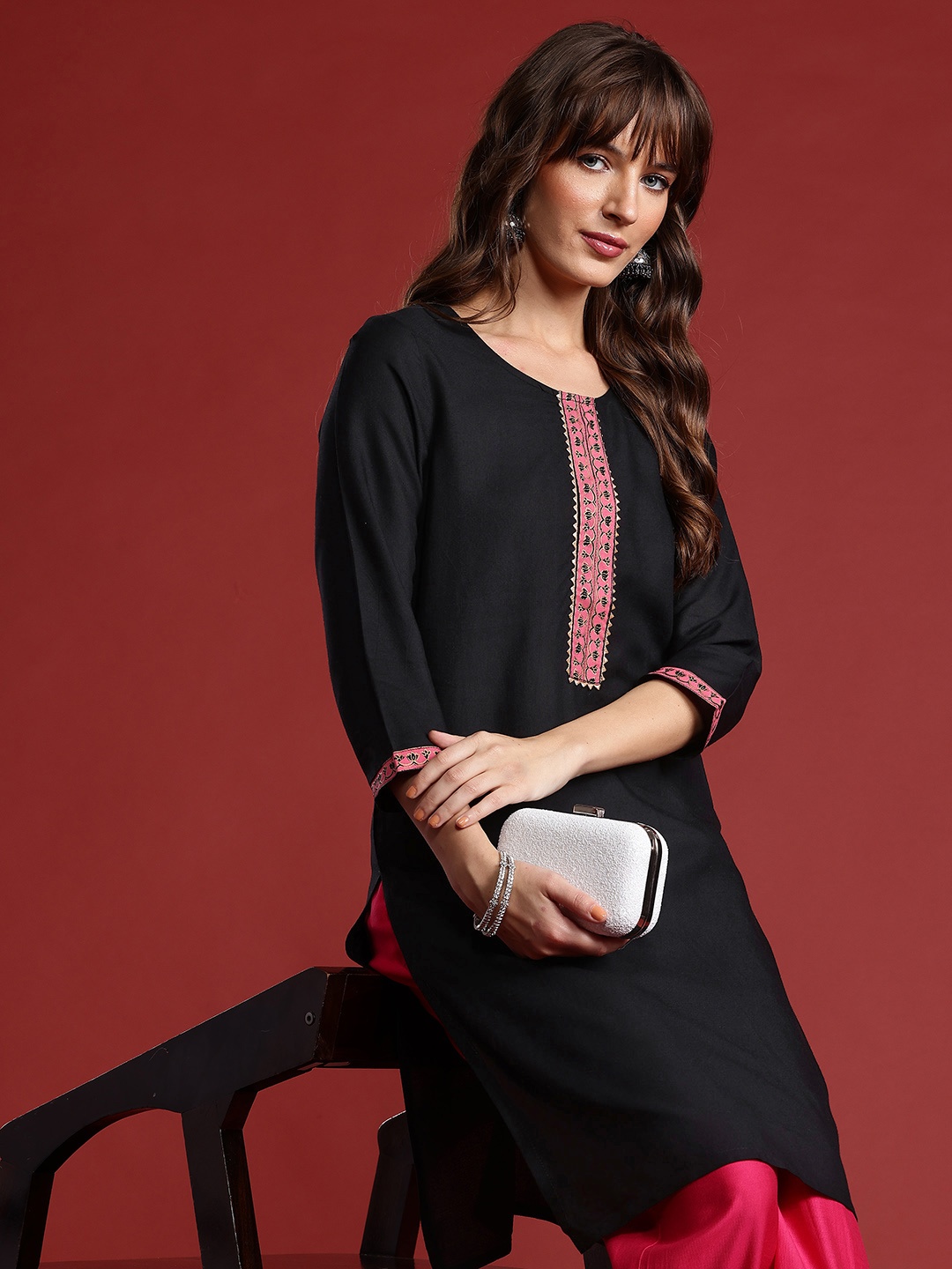 

Anouk Ethnic Motifs Printed Kurta, Black