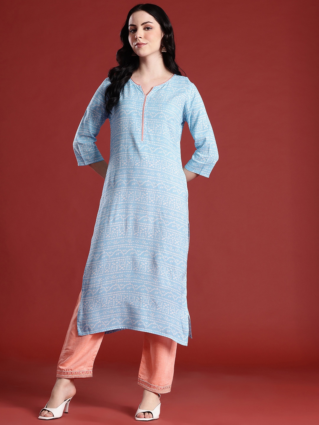 

Anouk Bandhani Printed Kurta, Blue