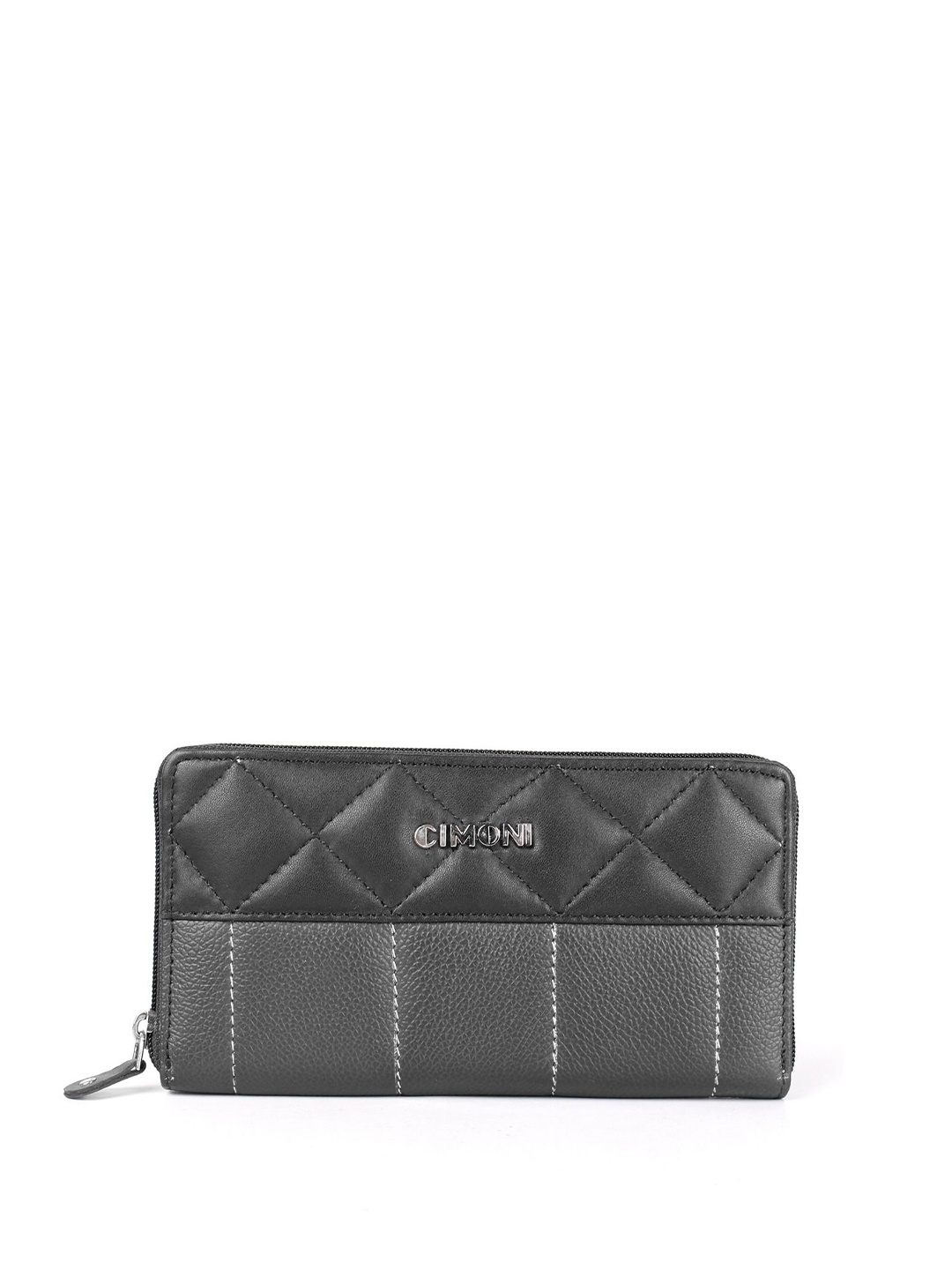 

CIMONI Textured Leather Zip Around Wallet, Black