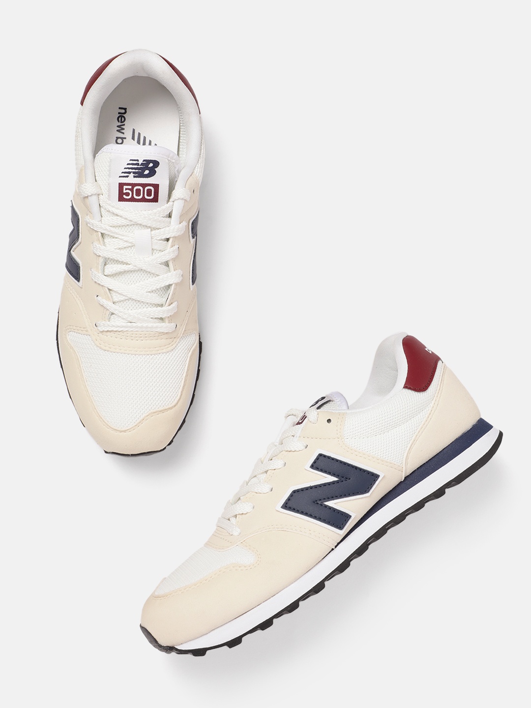 

New Balance Unisex 500 Woven Design Leather Sneakers, Beige