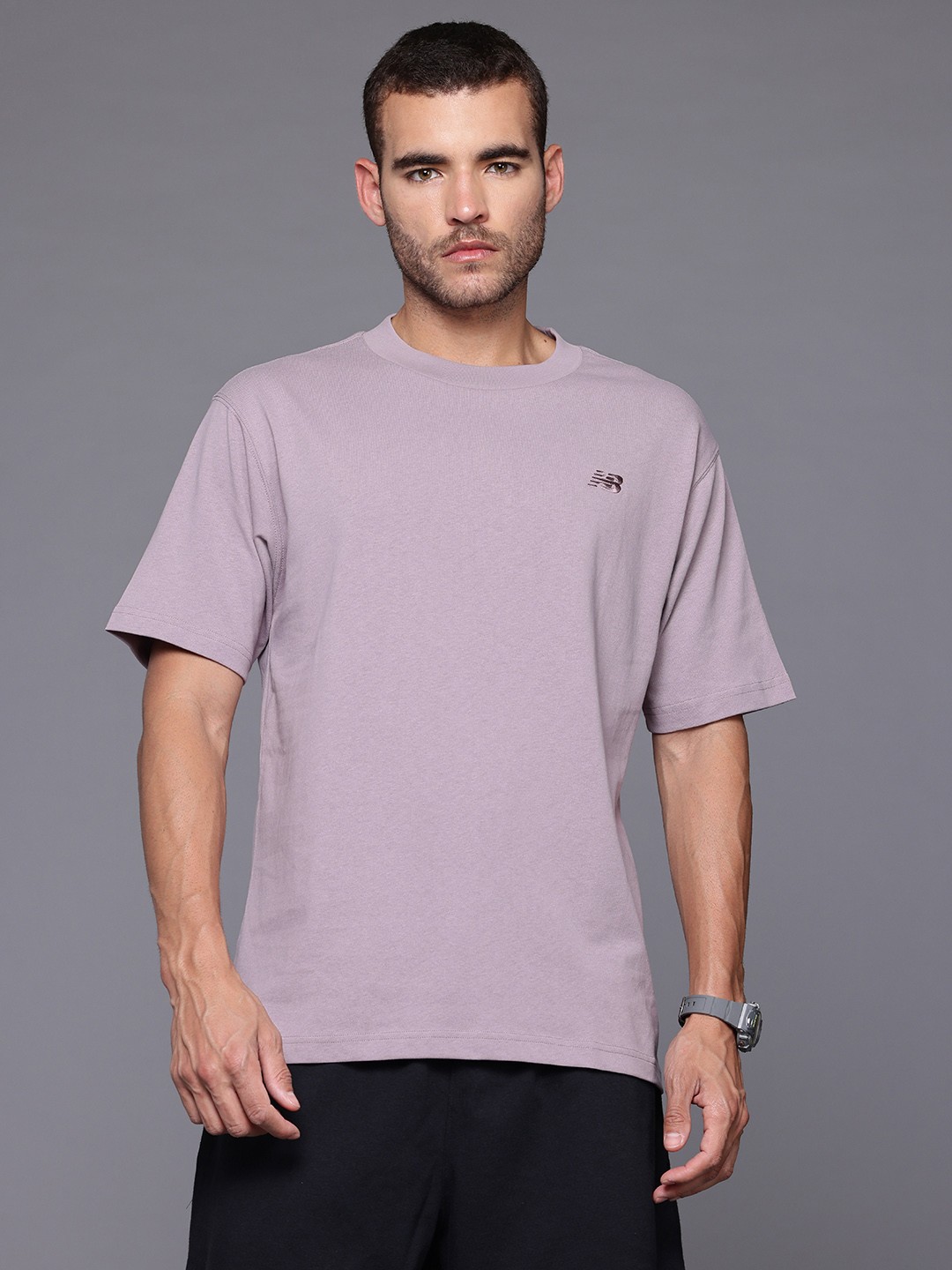 

New Balance Drop-Shoulder Sleeves Athletics Relaxed T-Shirt, Mauve