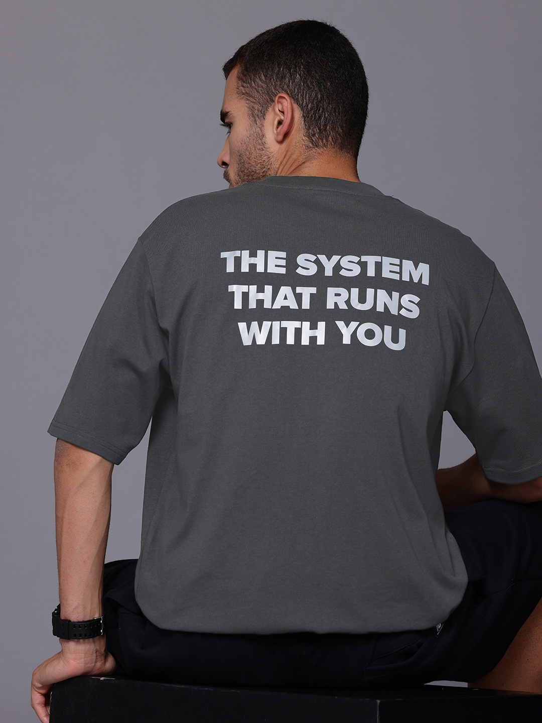 

New Balance Printed Shifted Oversized T-Shirt, Charcoal