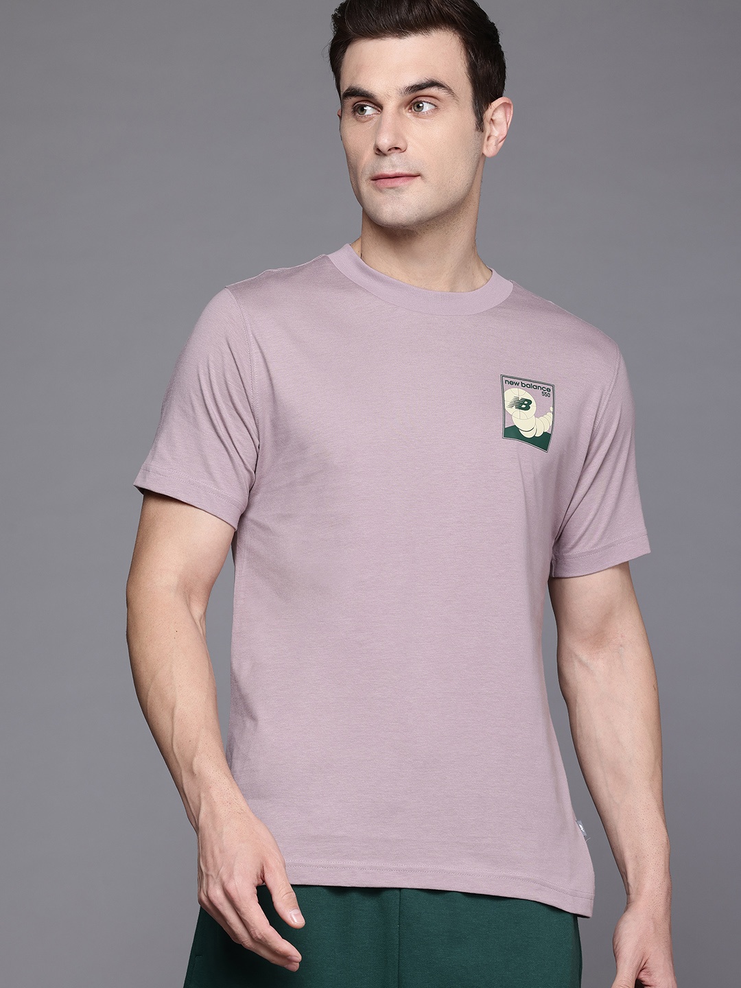 

New Balance Men Printed Pure Cotton 550 T-shirt, Mauve