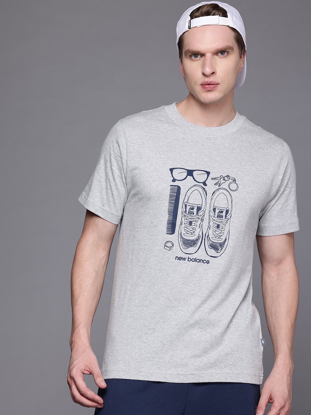 

New Balance Men Sport Essentials Graphic Pure Cotton Slim Fit T-shirt, Grey