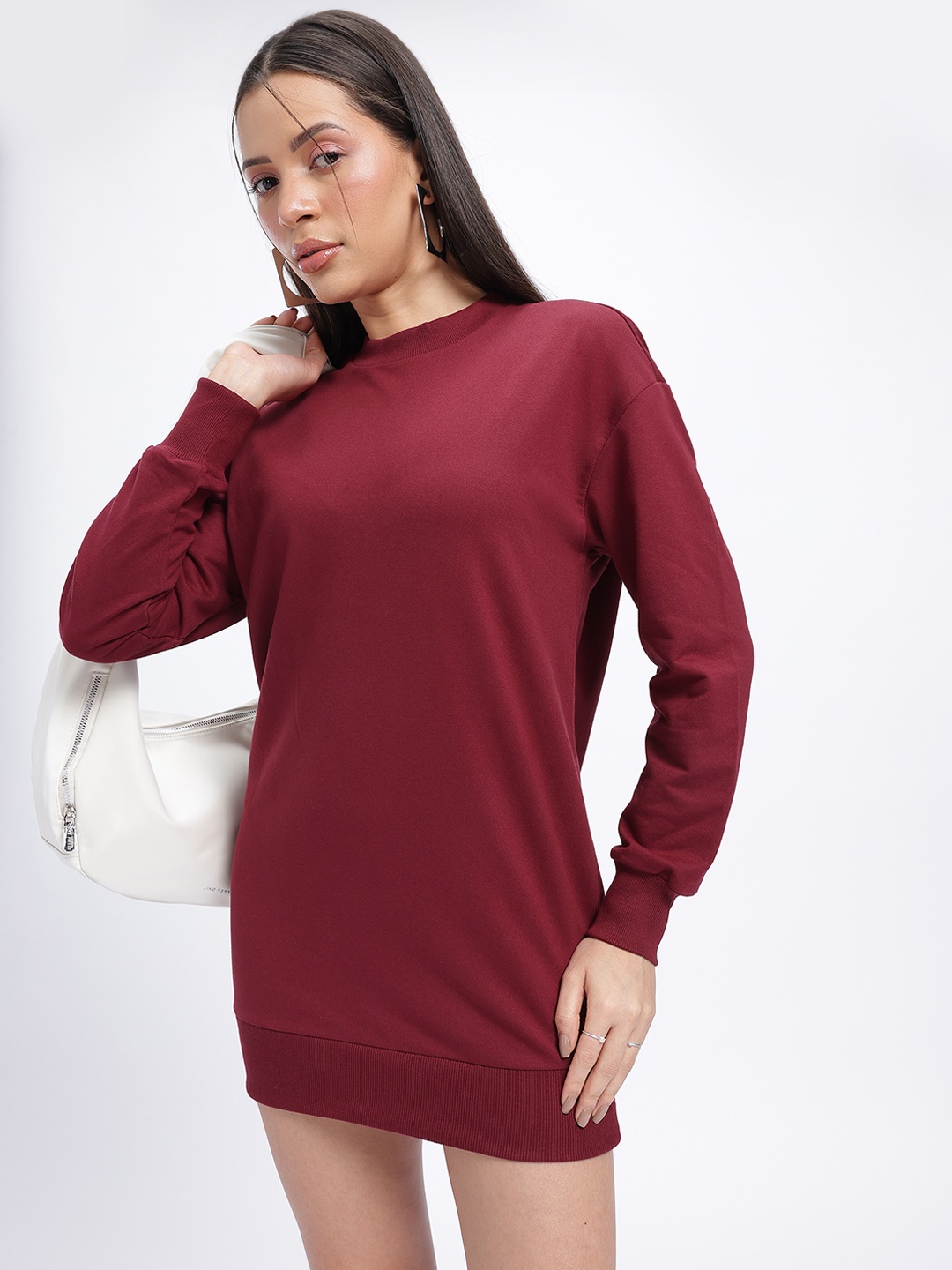 

glitchez Cute Comfort Oversized Jumper Dress, Maroon