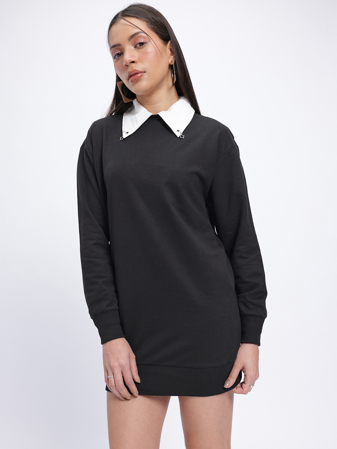 

glitchez Dark Academia Oversized Jumper Dress, Black