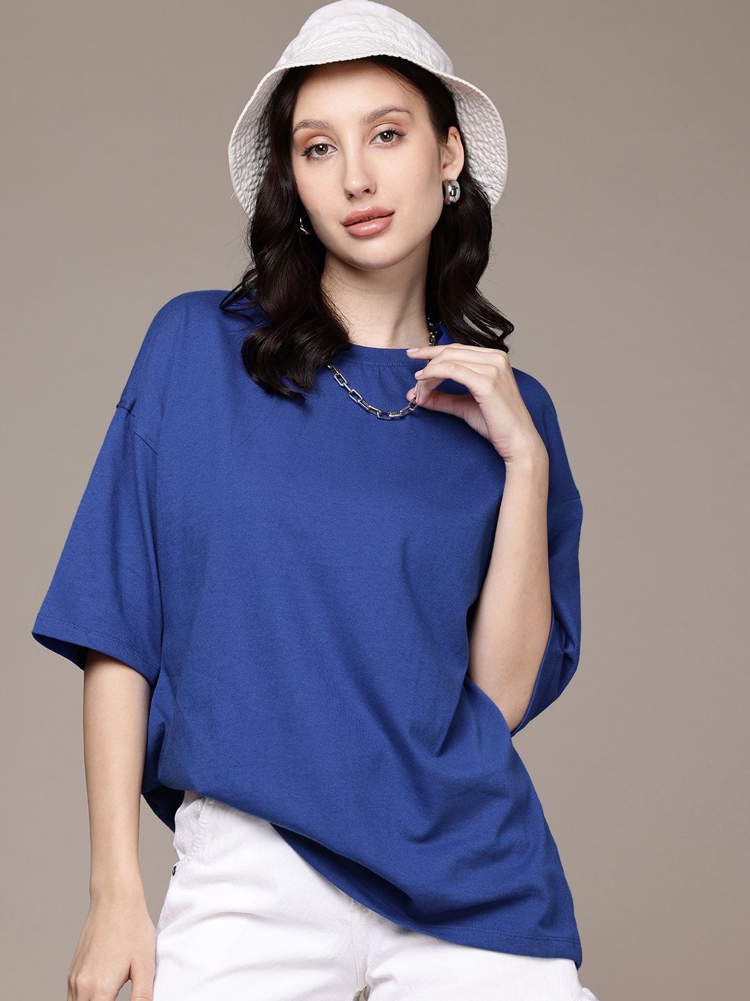 

Moda Rapido Solid Oversized T-shirt, Blue