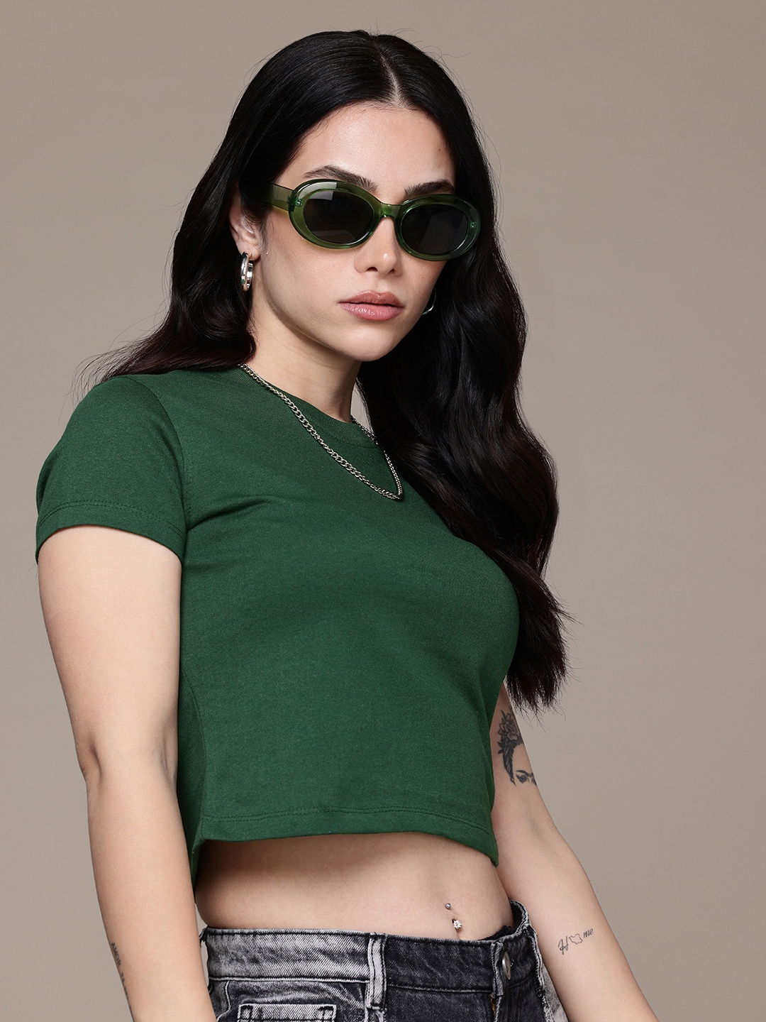 

Moda Rapido Women Crop T-shirt, Green