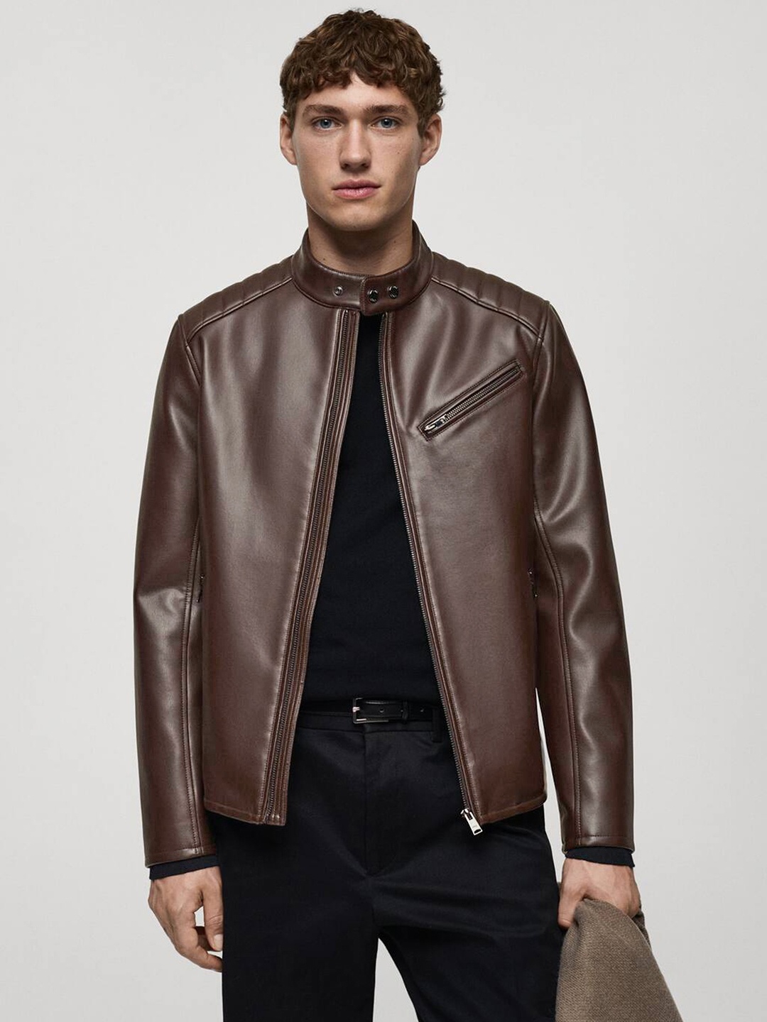 

MANGO MAN Faux Leather Tailored Jacket, Brown