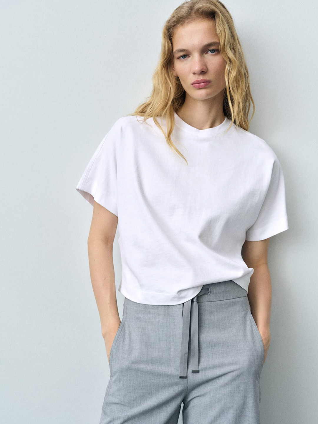

MANGO Women Pure Cotton T-shirt, White