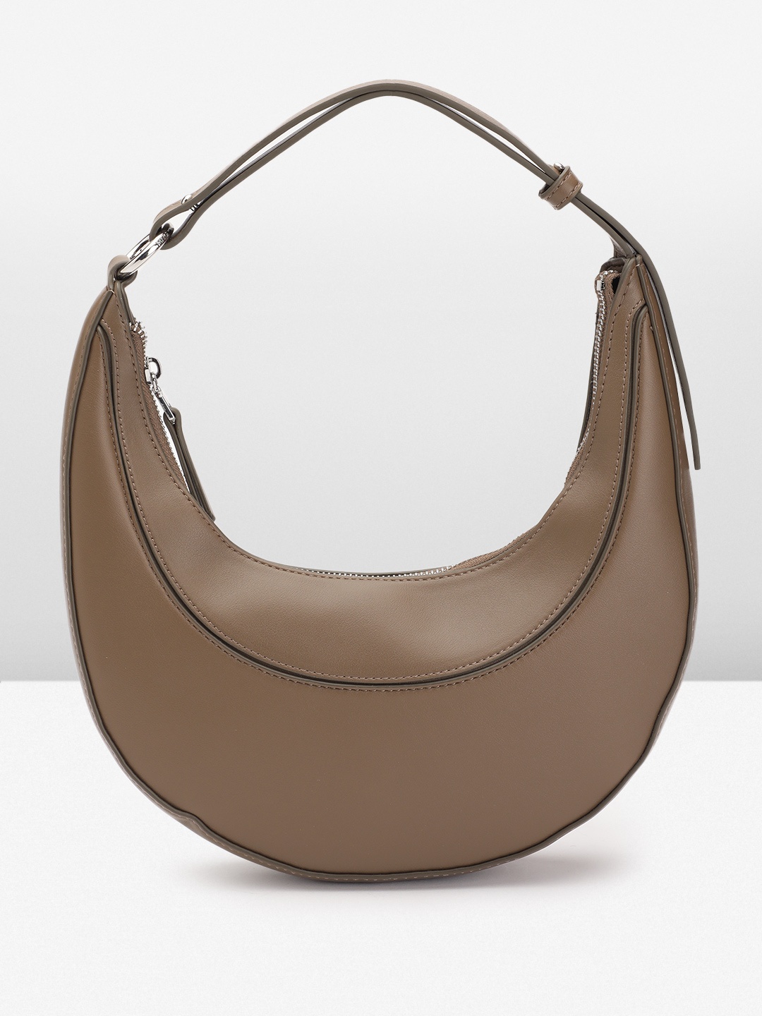 

MANGO PU Half Moon Shoulder Bag, Taupe