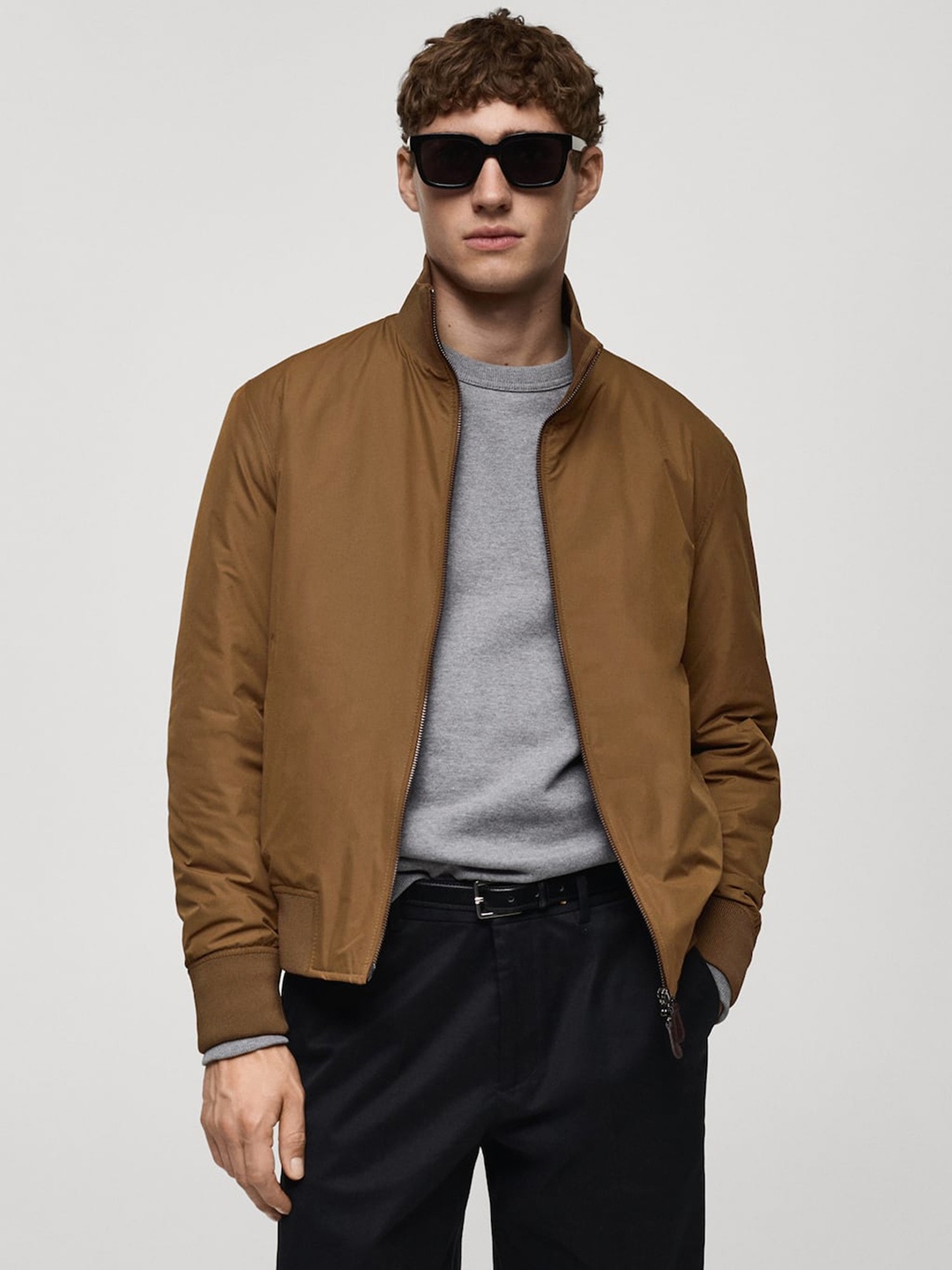 

MANGO MAN Water-Repellent Bomber Jacket, Brown
