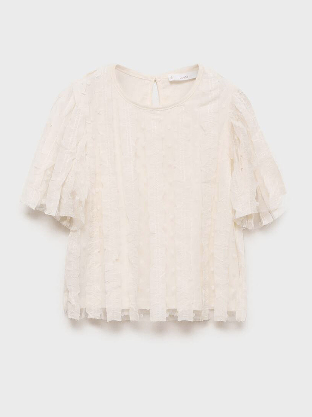 

Mango Kids Girls Self Design Net Top, Off white