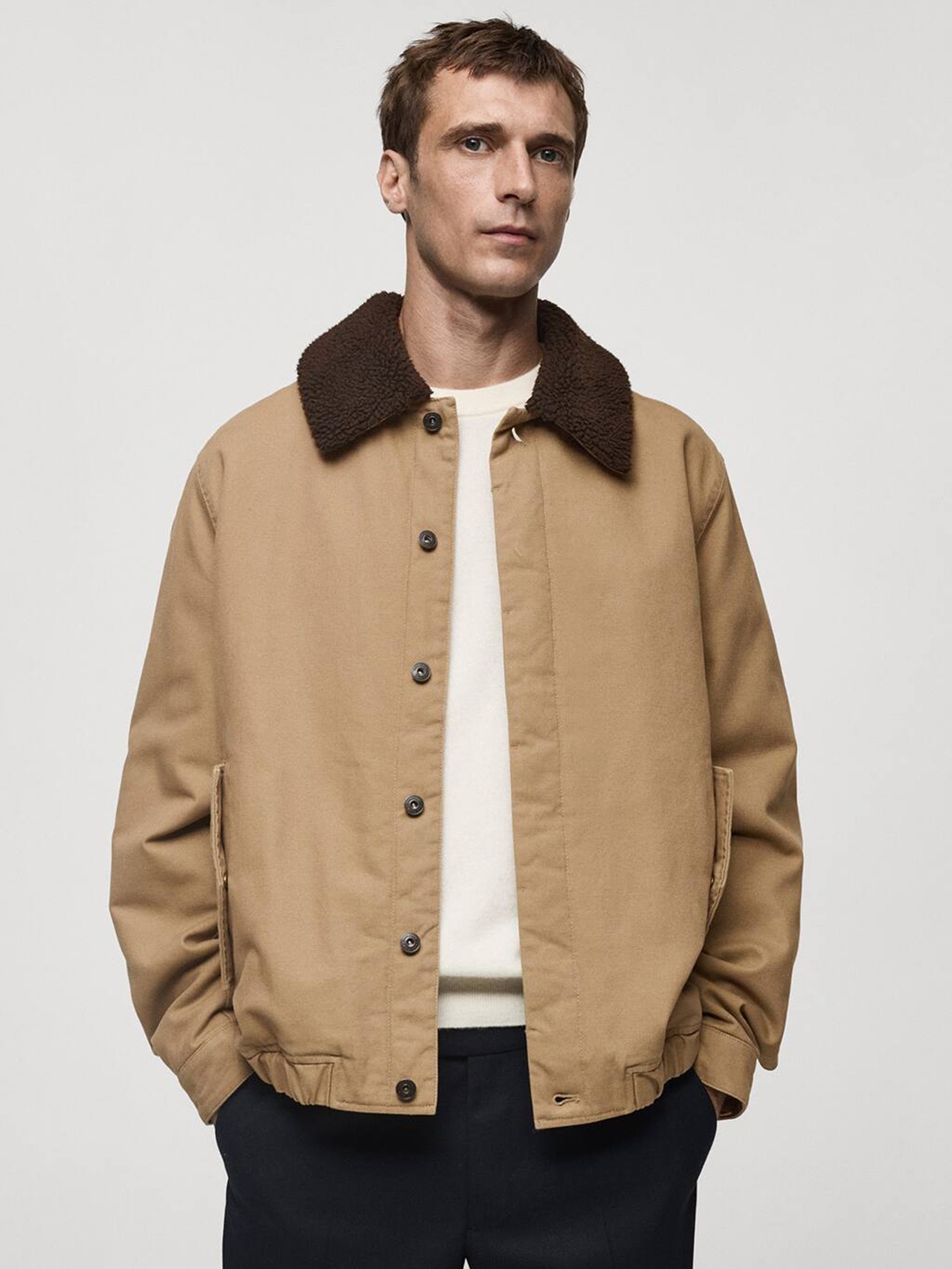 

MANGO MAN Pure Cotton Tailored Jacket, Khaki