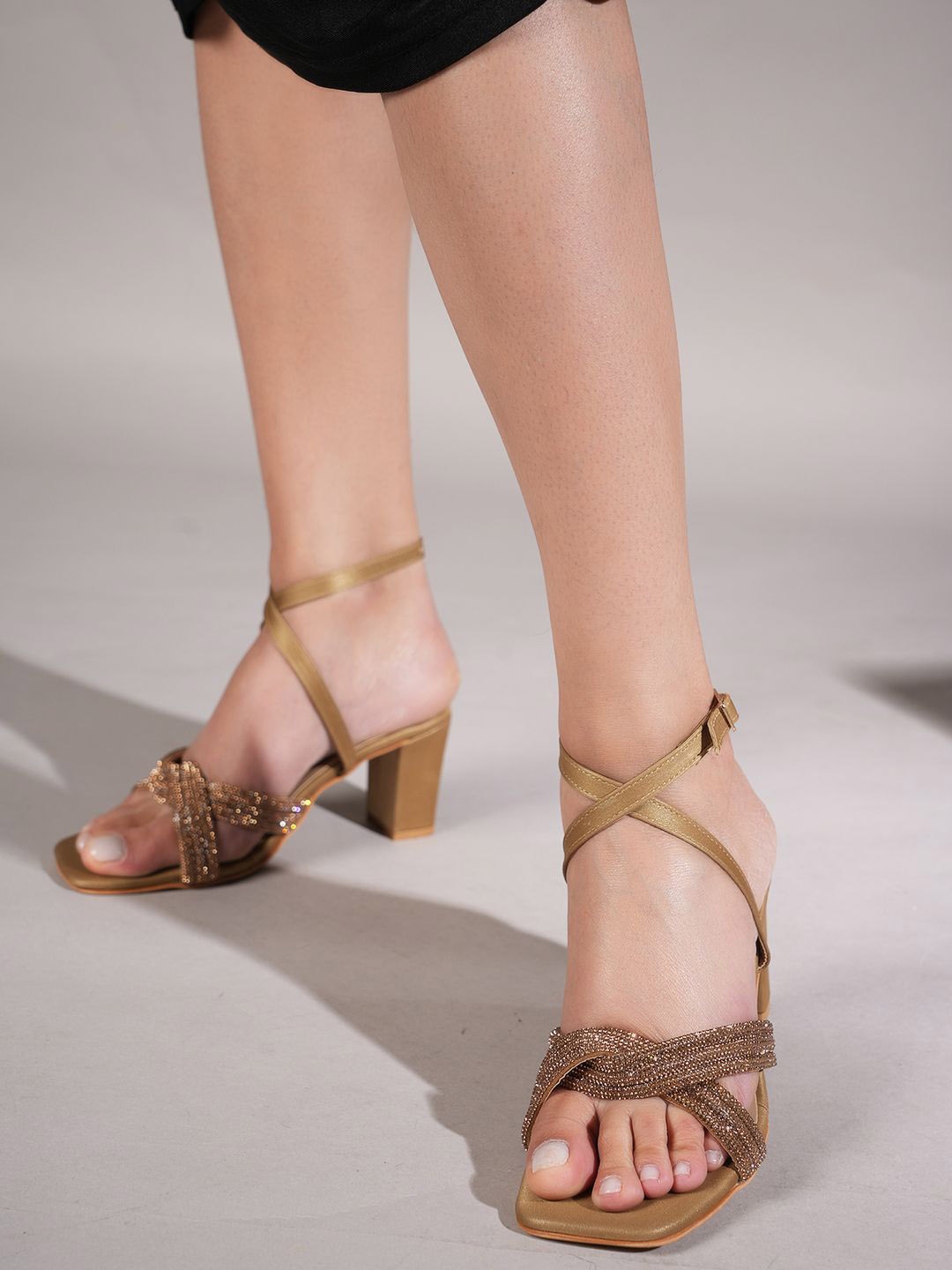 

DressBerry Party Block Sandals, Copper