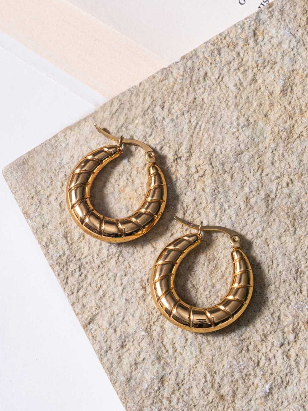 

ZAISHA 18k Gold-Plated Contemporary Shaped Hoop Earrings