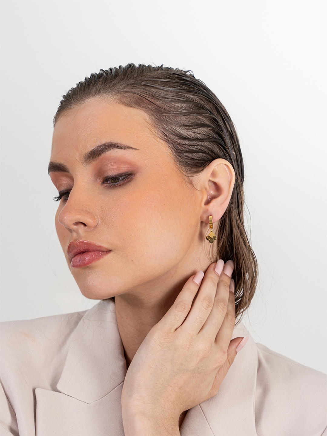 

ZAISHA 18k Gold-Plated Contemporary Shaped Drop Earrings