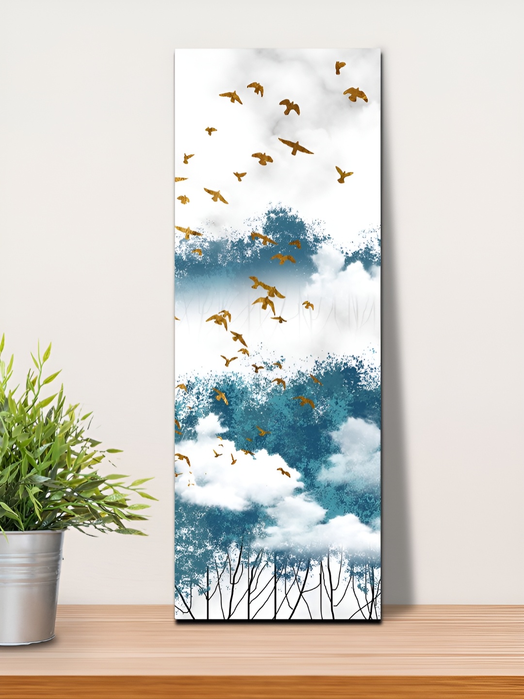 

OLIVE TREE White & Blue Abstract Printed Canvas Wall Art