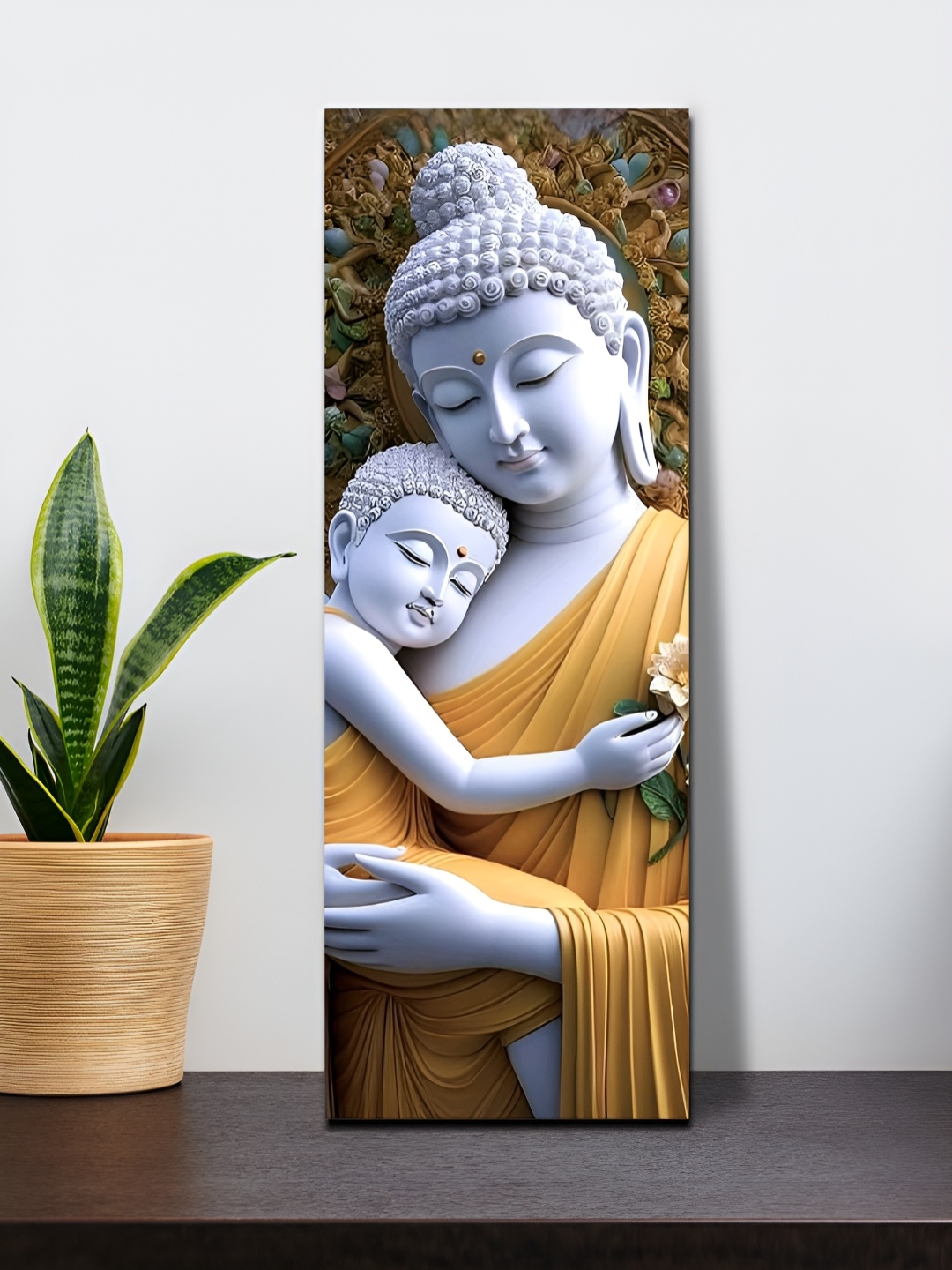 

OLIVE TREE White And Yellow Buddha Religious Printed Canvas Wall Art