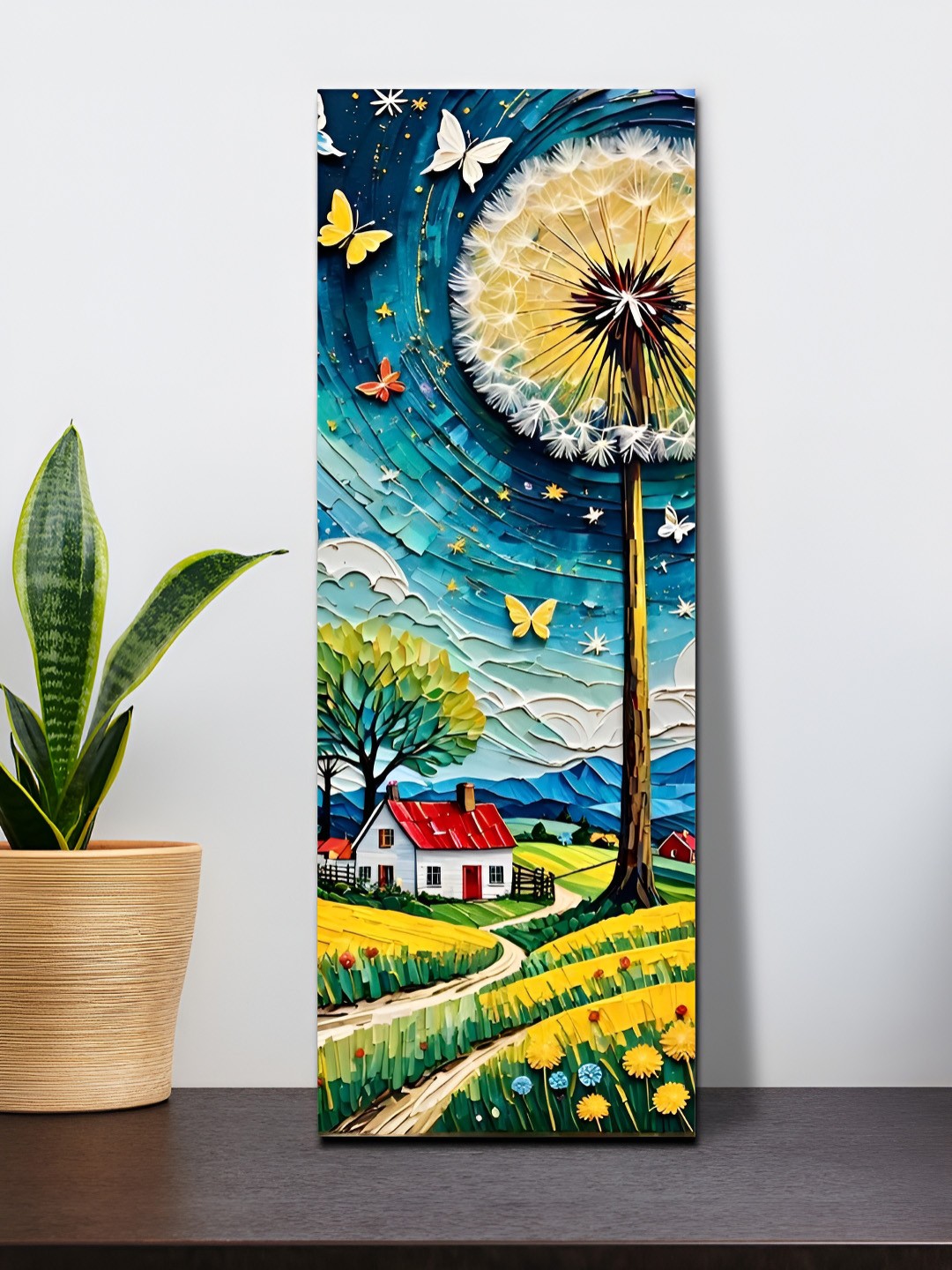 

OLIVE TREE Blue And Yellow Floral And Botanical Printed Canvas Wall Art