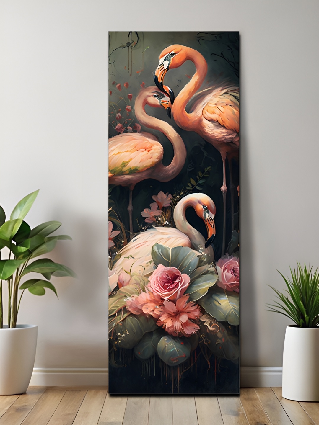 

OLIVE TREE Olive & Peach Birds and Animals Printed Canvas Wall Art