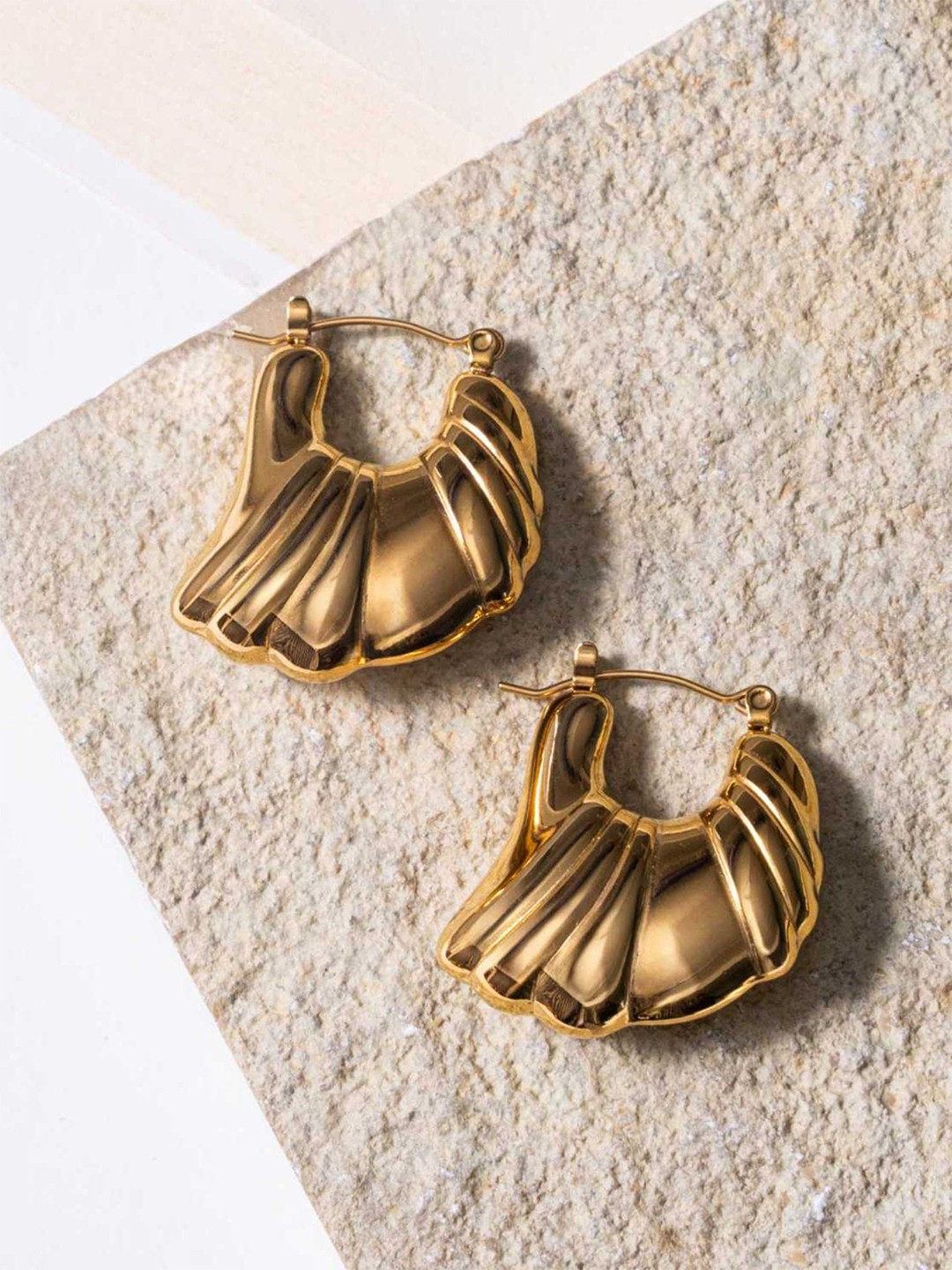 

ZAISHA 18k Gold-Plated Contemporary Shaped Hoop Earrings